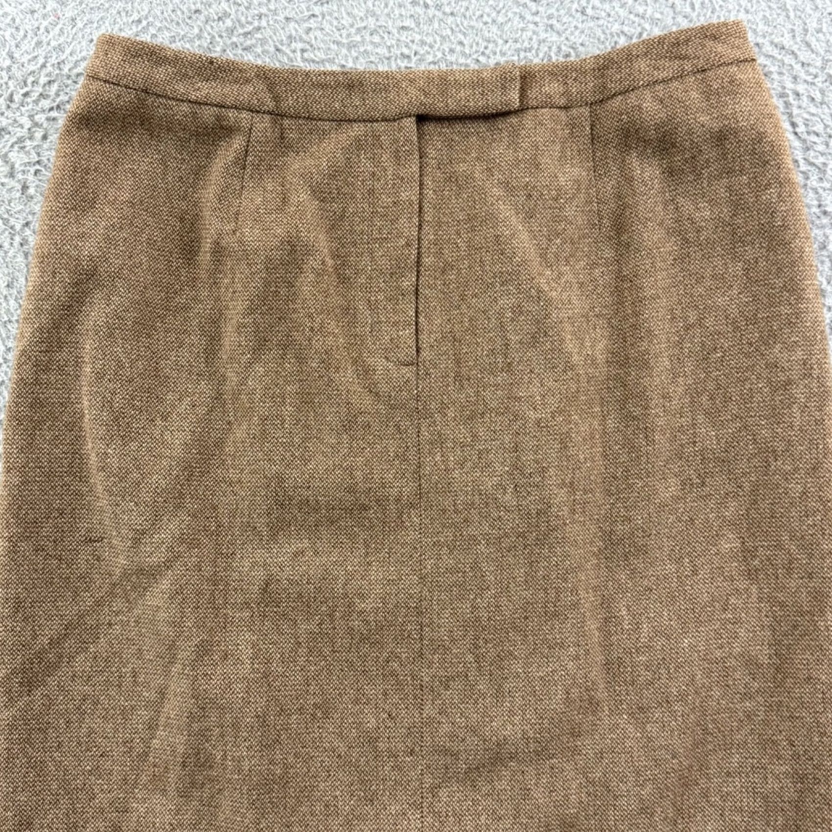 Ralph Lauren VINTAGE Lauren Ralph Lauren Skirt Womens 14 Tweed Wool Maxi Long City Preppy 100% Lambswool Brown Zipper Button Dry Clean Only Size 36" / US 14 / IT 50 - 3 Thumbnail