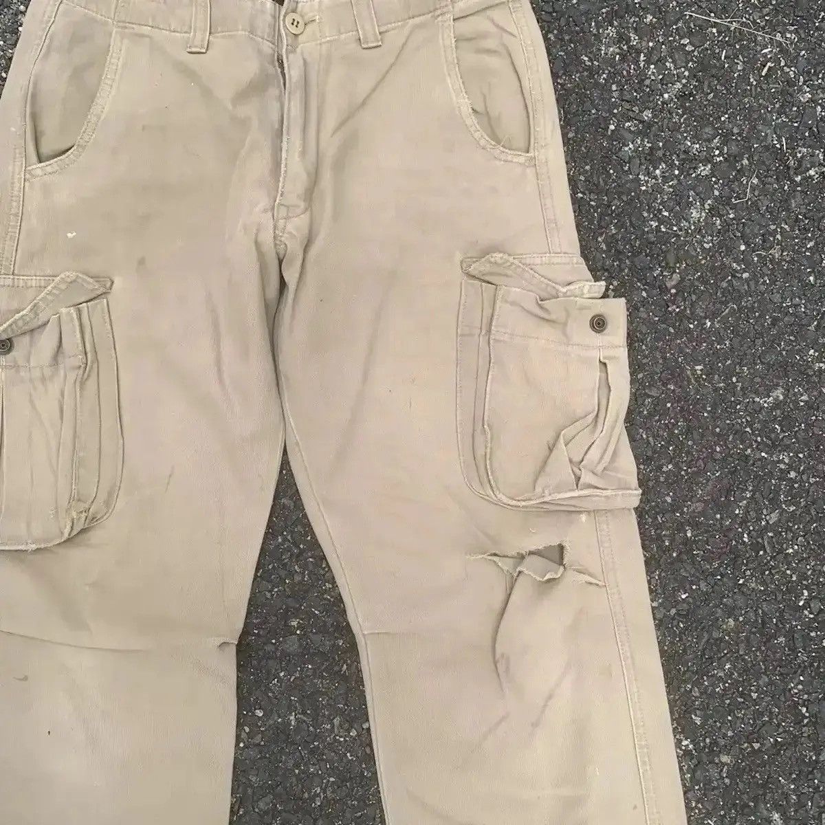 Surplus Research BLUE WAY x SURPLUS TROUSERS DISTRESSED KNEE UTILITY CARGO Size US 29 - 5 Thumbnail