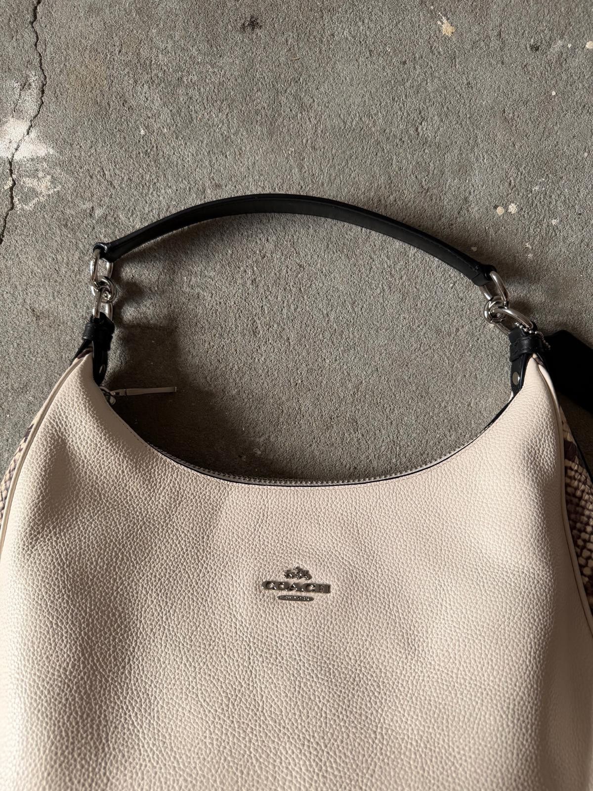 Coach Coach Harley Hobo Leather Snakeskin Shoulder Bag White Size ONE SIZE - 3 Thumbnail