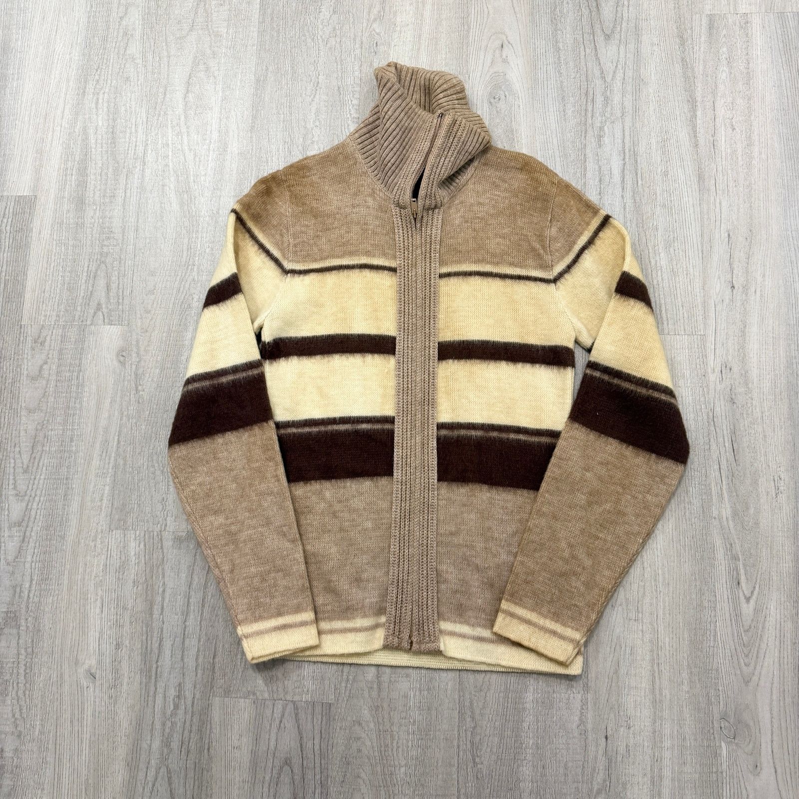 Vintage Vintage Sweater Emporium Full Zip Men's Small Brown Cream Size US S / EU 44-46 / 1 - 1 Thumbnail