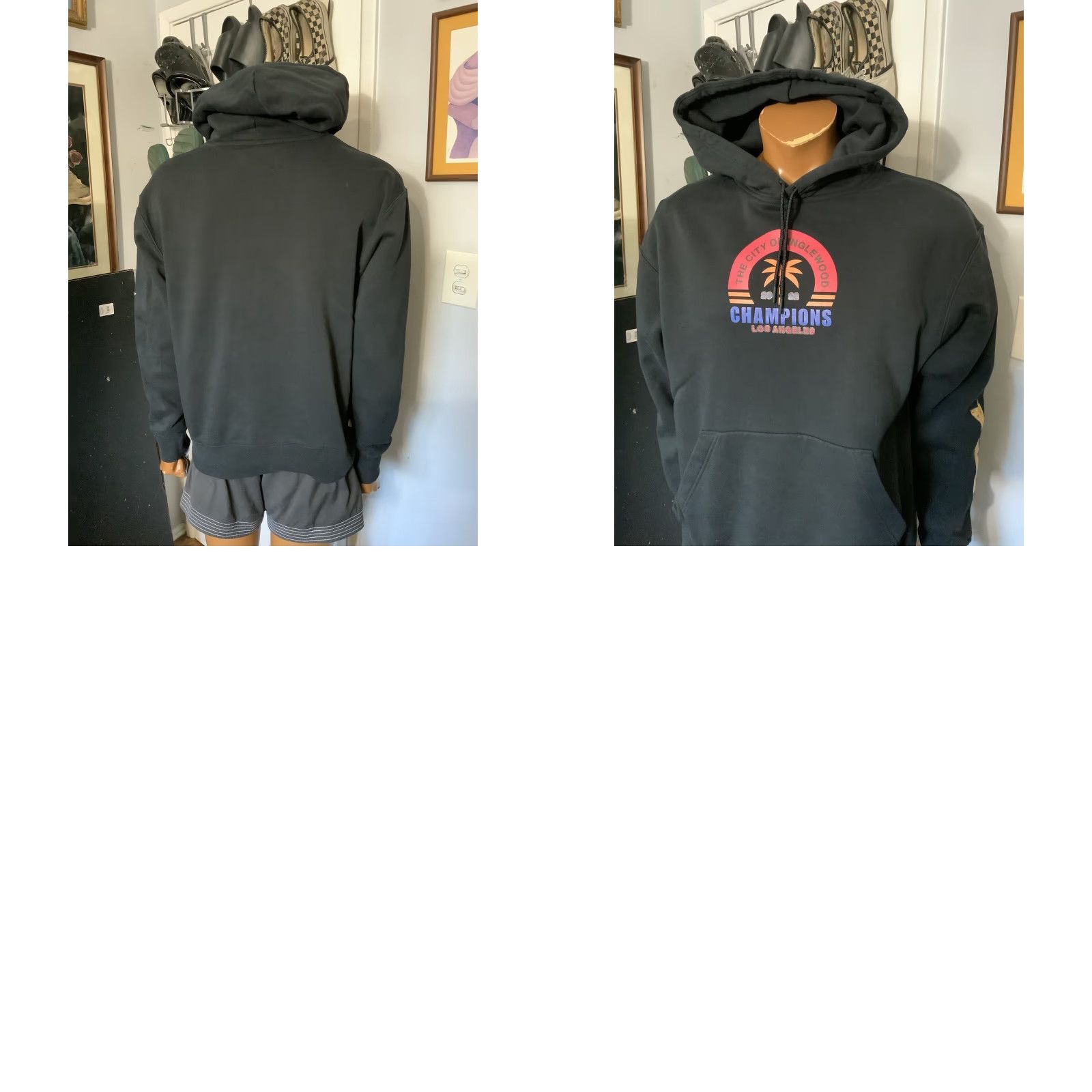 Jordan Brand VINTAGE Air Jordan City Of Inglewood 2022 Champions Los Angeles Pullover Hoodie Sz. M Mens Black Size US M / EU 48-50 / 2 - 8 Thumbnail