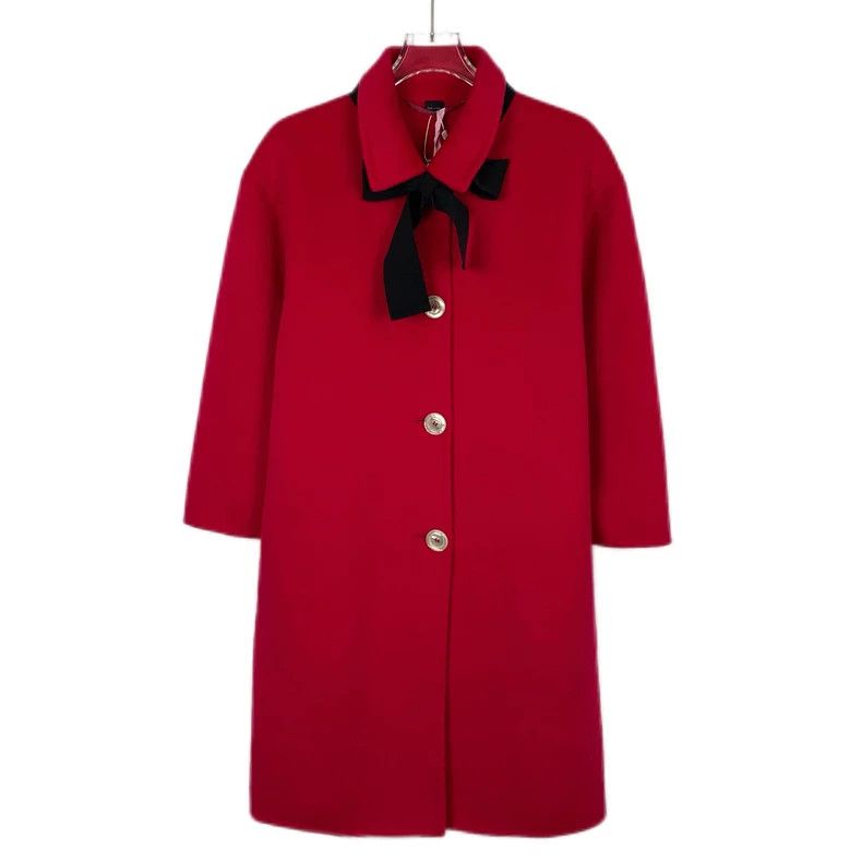 Gucci GucciRed bow wool lapel single-breasted coat 2503-Nextarrow Size XS / US 0-2 / IT 36-38 - 1 Thumbnail