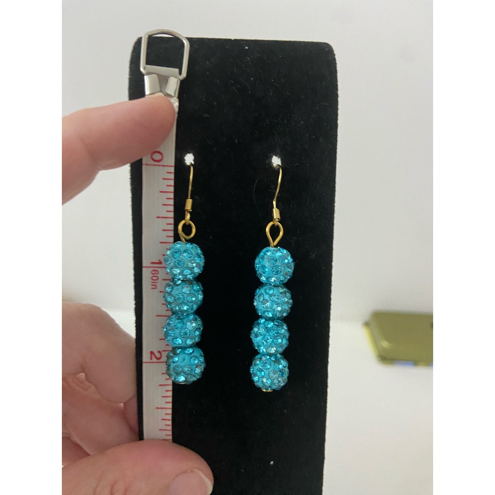 Handmade bright blue bead earrings Size ONE SIZE - 3 Thumbnail