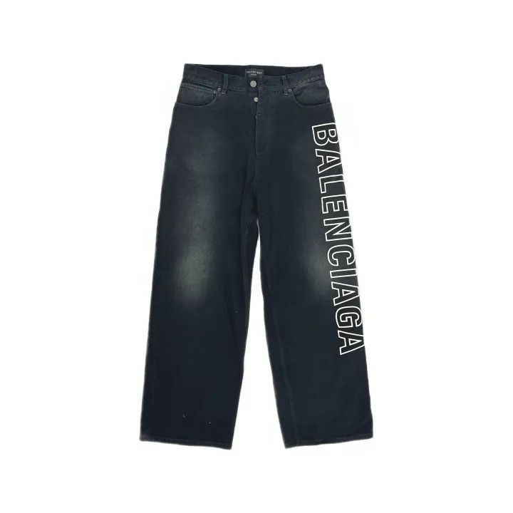 Balenciaga Balenciaga Outline Baggy Pants in Black 0079-2507 Size US 26 / EU 42 - 2 Thumbnail