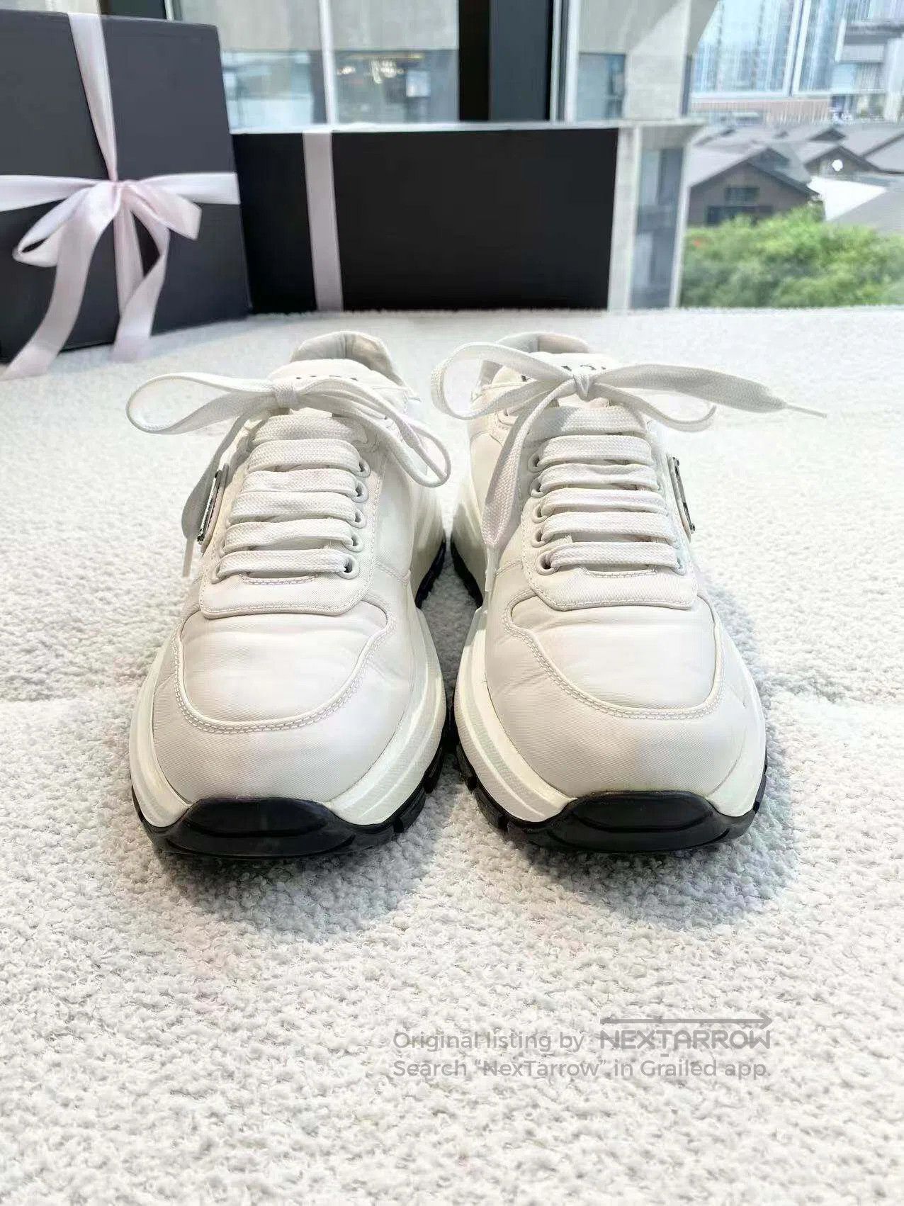 Prada Prada White triangle sneakers| Size US 7 / IT 37 - 2 Thumbnail
