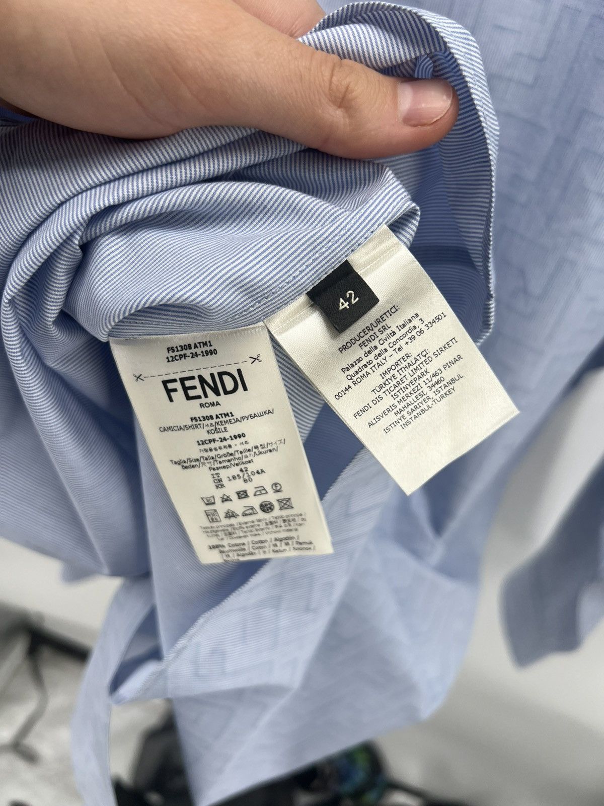 Fendi Mens Fendi FF Logo Shirt Size 42 Long Sleeve RRP $995 Size US L / EU 52-54 / 3 - 4 Thumbnail