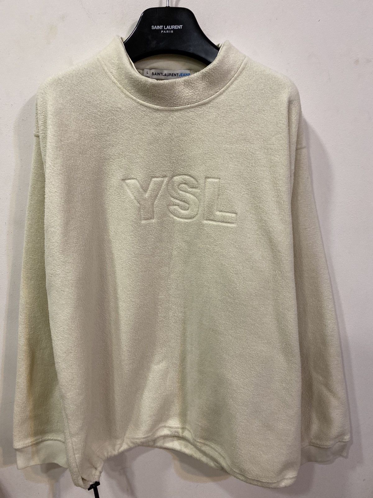 Yves Saint Laurent Fleece YSL Sweatshirt Big Logo White YSL Sweater Size US L / EU 52-54 / 3 - 16 Thumbnail