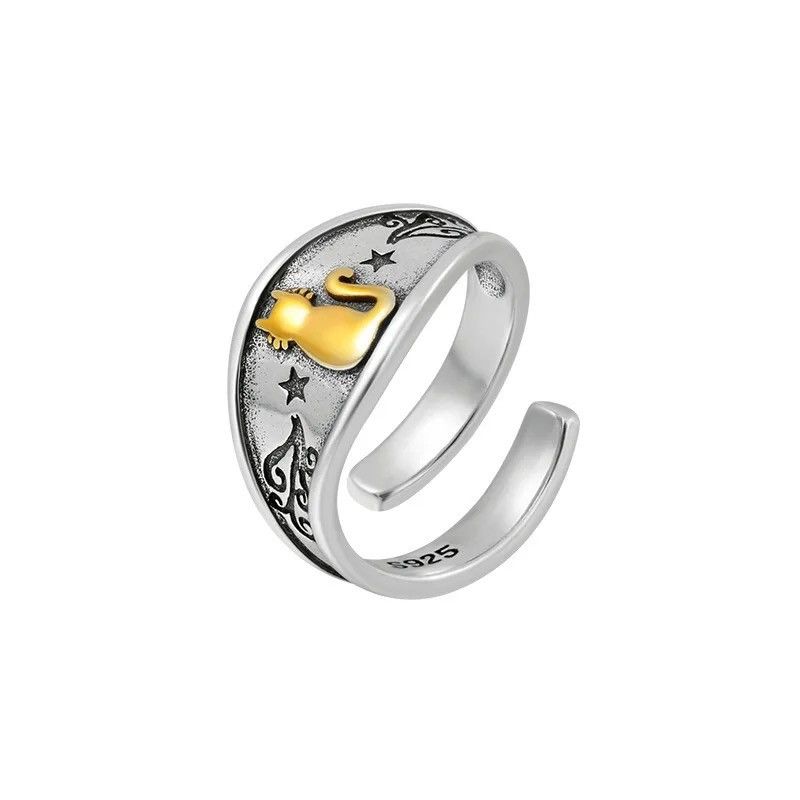 Jewelry Lovely Cat Animal Retro Ring Size ONE SIZE - 2 Thumbnail