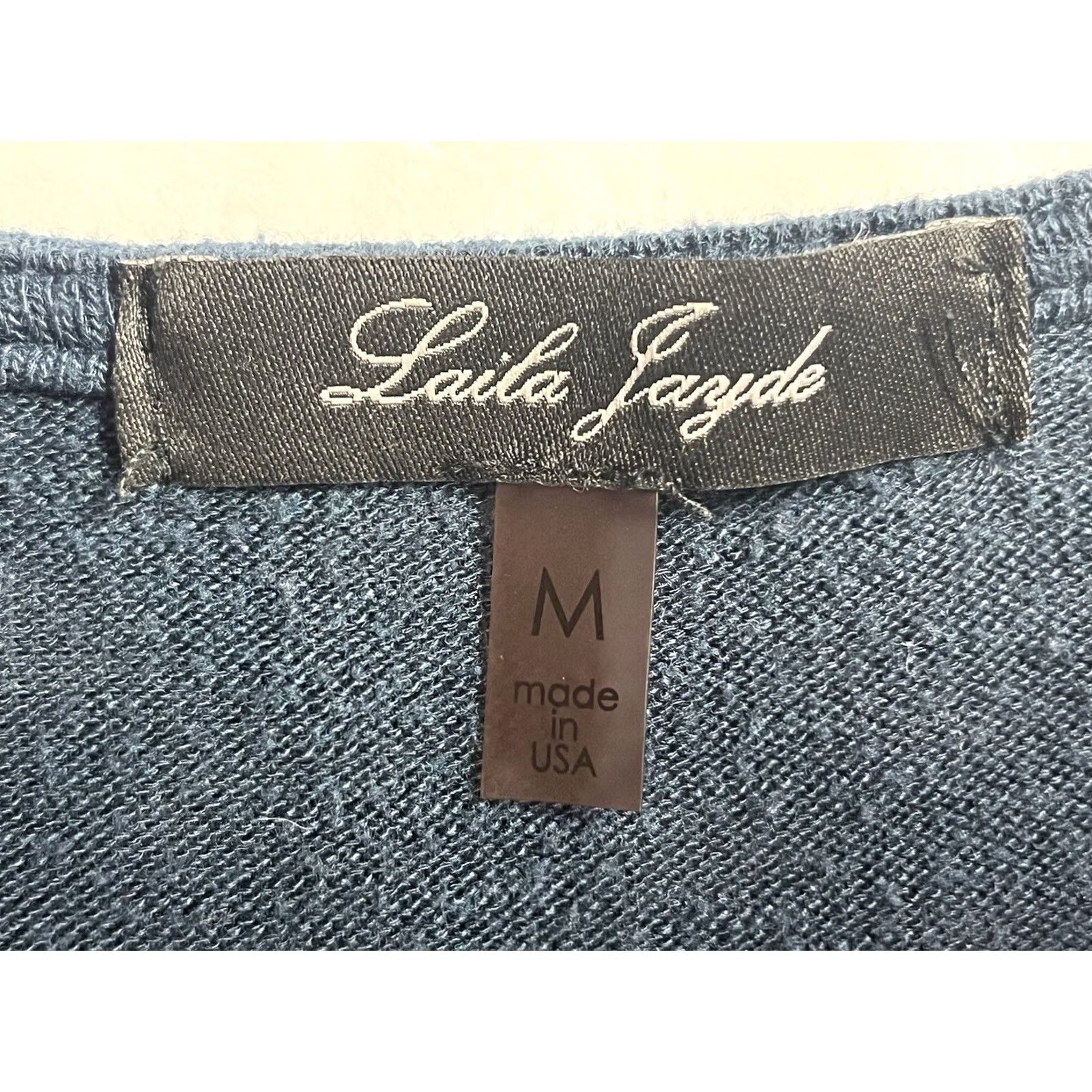 Vintage Laila Layde Blue Medium Blouse Shirt Short Sleeve Women's Made in USA Size M / US 6-8 / IT 42-44 - 6 Thumbnail