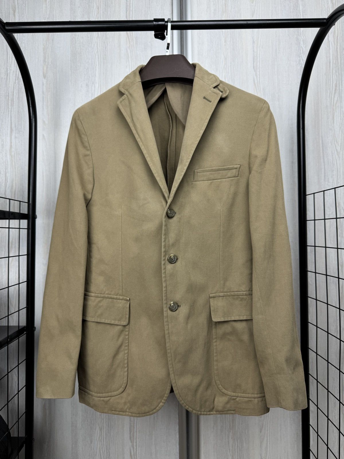 Polo Ralph Lauren Polo Ralph Lauren made in Italy beige 3 button blazer cotton Size 38R - 2 Thumbnail