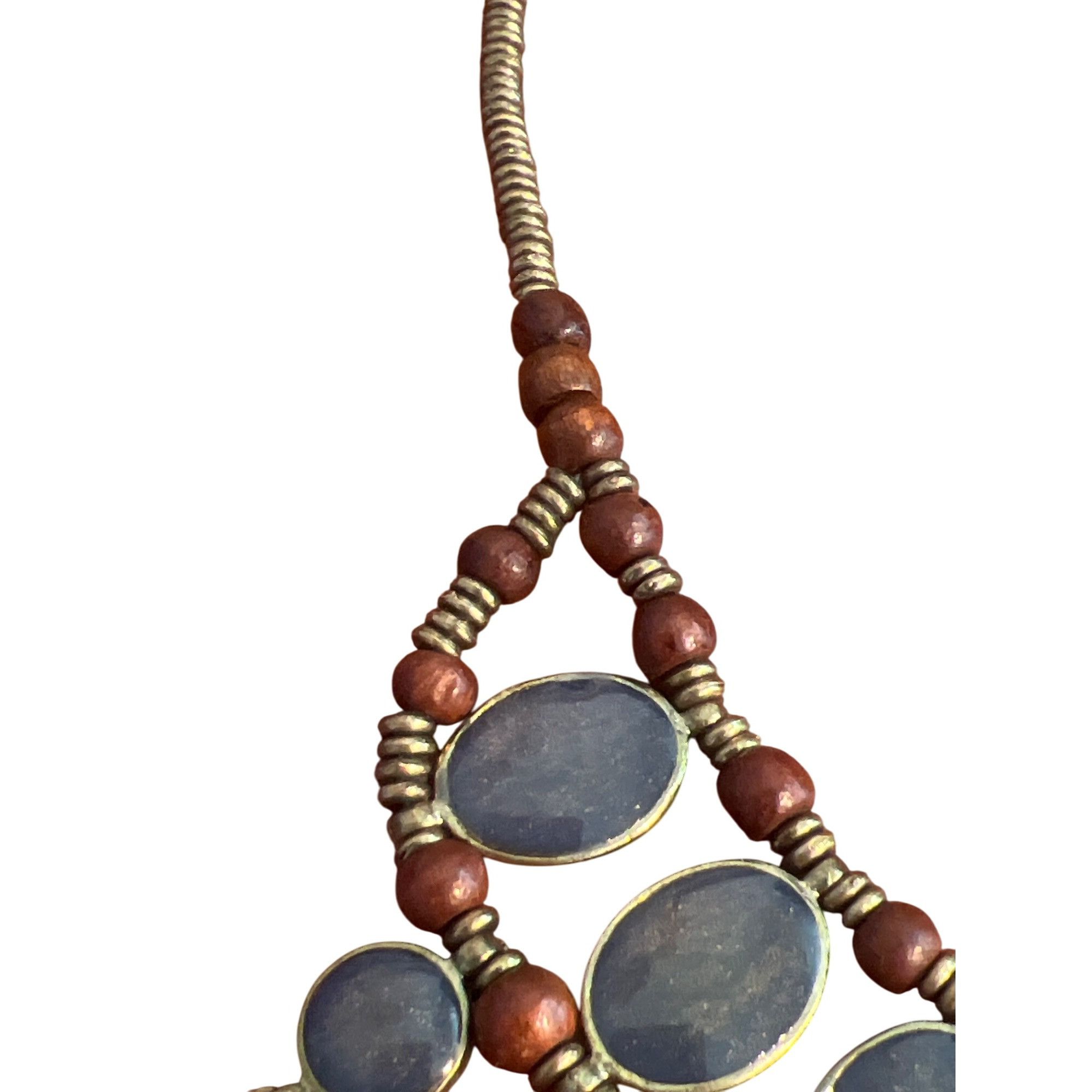 Other Bohemian Vintage Style Statement Necklace Brass Tone Blue En Size ONE SIZE - 3 Thumbnail