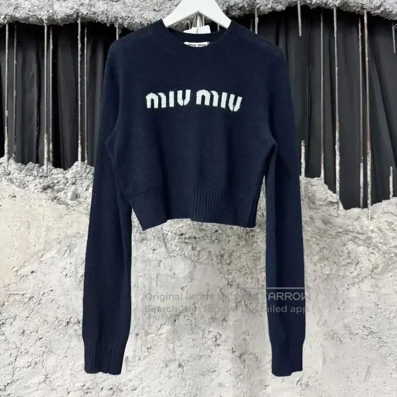 Miu Miu Miu Miu Navy Blue Cashmere Sweater . Size XXS / US 00 / IT 34 - 1 Thumbnail