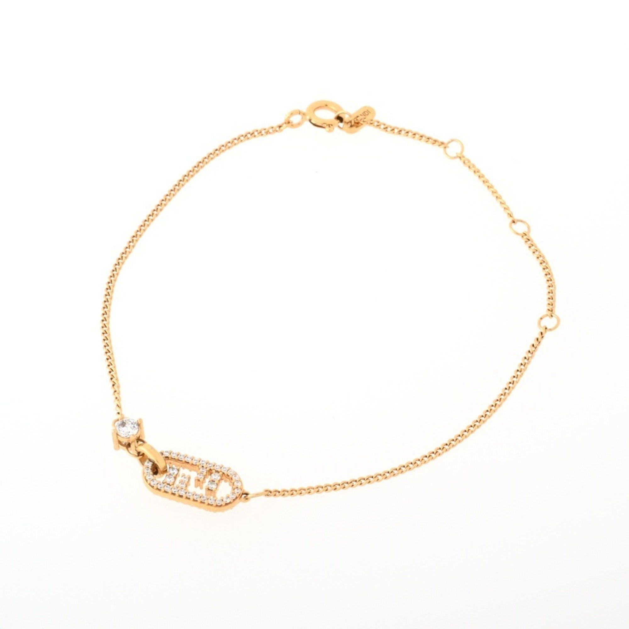 image of Fendi Orlock Bracelet 8Ah428 Bronze Zircon S-155220 in Gold, Women's