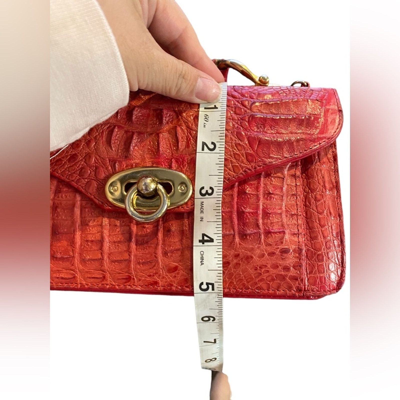 Other LOS ALTOS BOOTS Western Wear Croc Leather Purse Handbag Red Size ONE SIZE - 4 Thumbnail