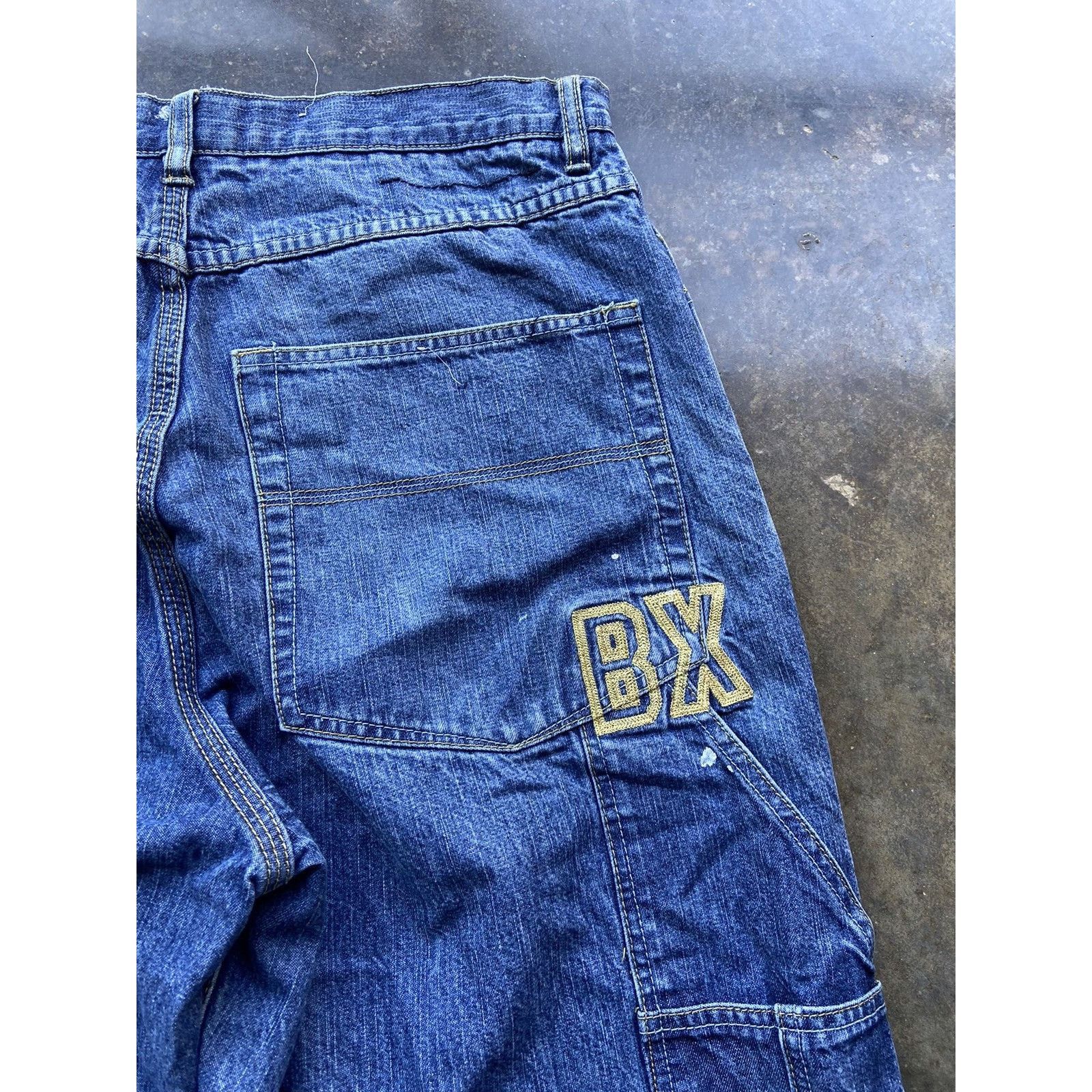 Brooklyn Xpress × JNCO × Vintage Crazy Vintage Baggy Wide Leg Carpenter Embroidered Jeans Size US 34 / EU 50 - 2 Thumbnail