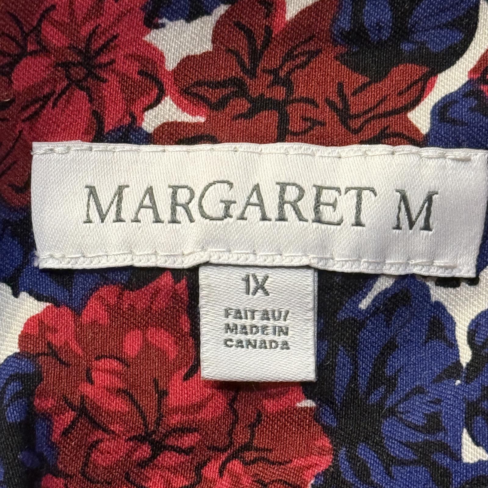Designer Margaret M pull-on floral pencil skirt, navy/red – 1X Size 40" / US 18 - 4 Thumbnail