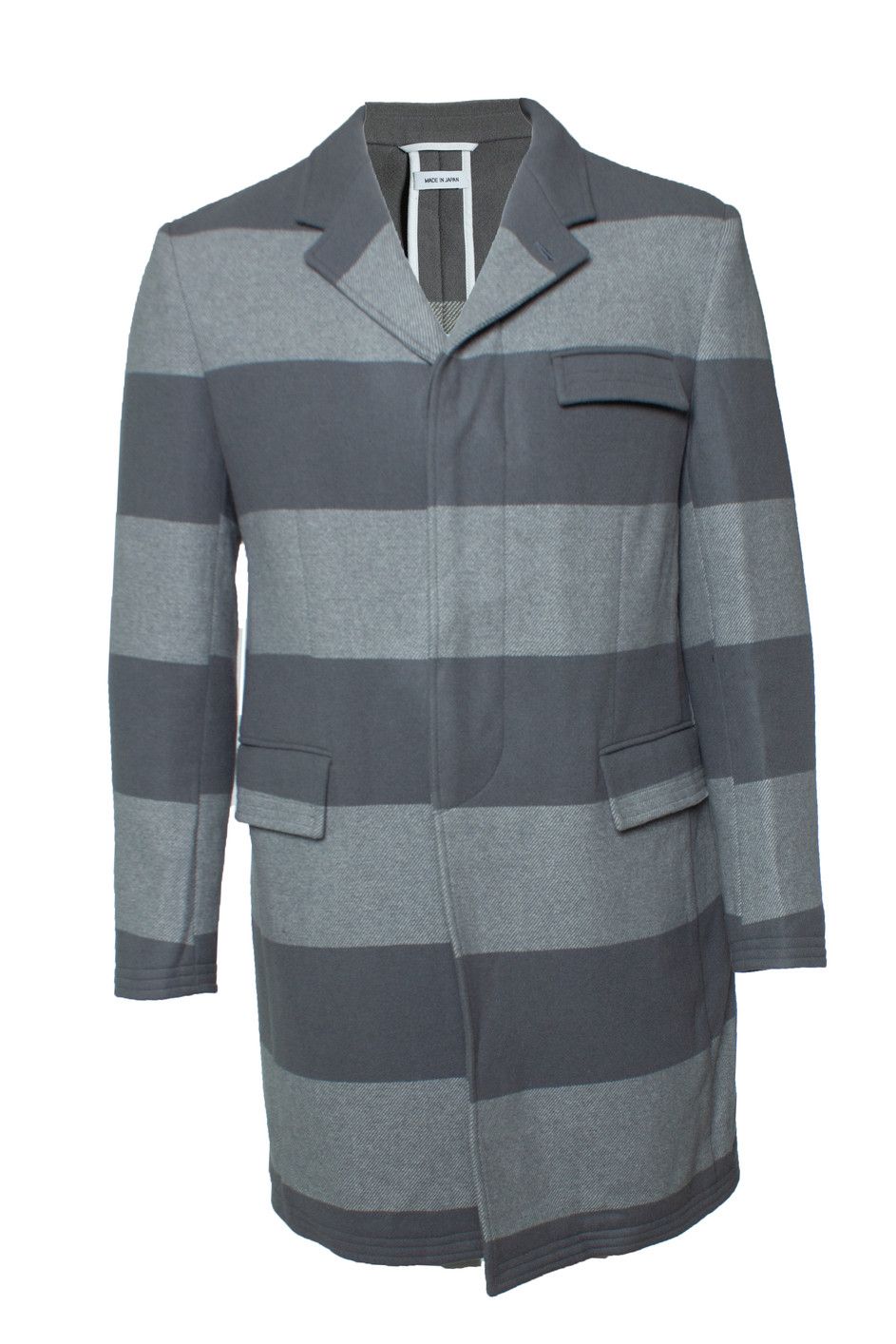 Thom Browne Thom Browne, striped wool coat in grey Size US L / EU 52-54 / 3 - 1 Thumbnail