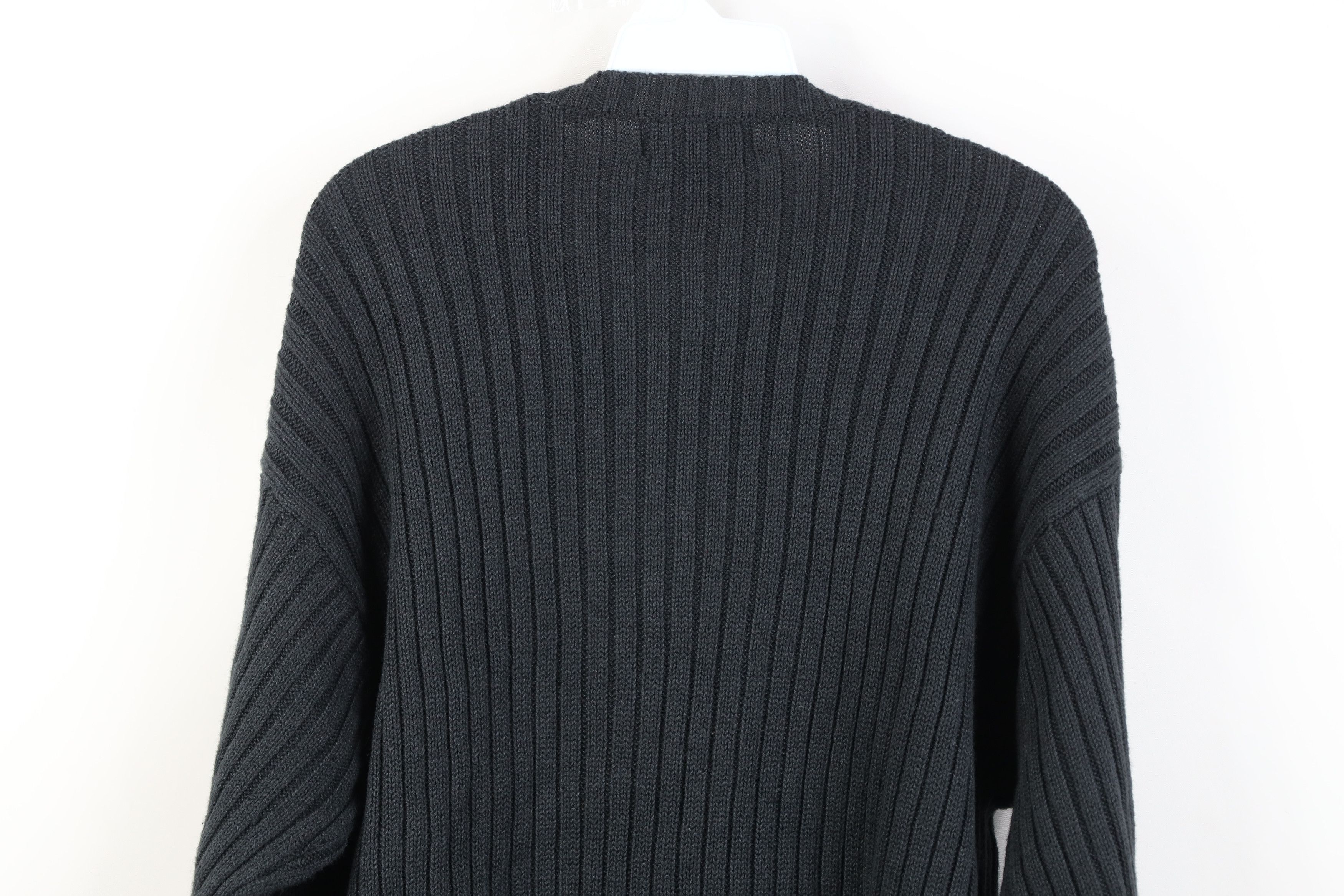 Vintage Vintage 90s Streetwear Ribbed Knit Sweater Charcoal Gray Size US L / EU 52-54 / 3 - 10 Thumbnail