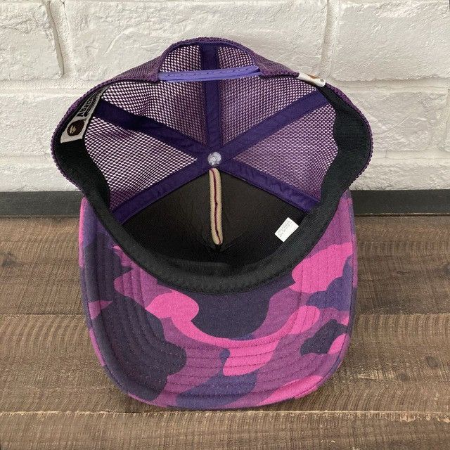 Bape BAPE College logo purple camo trucker hat cap a bathing ape Size ONE SIZE - 7 Thumbnail