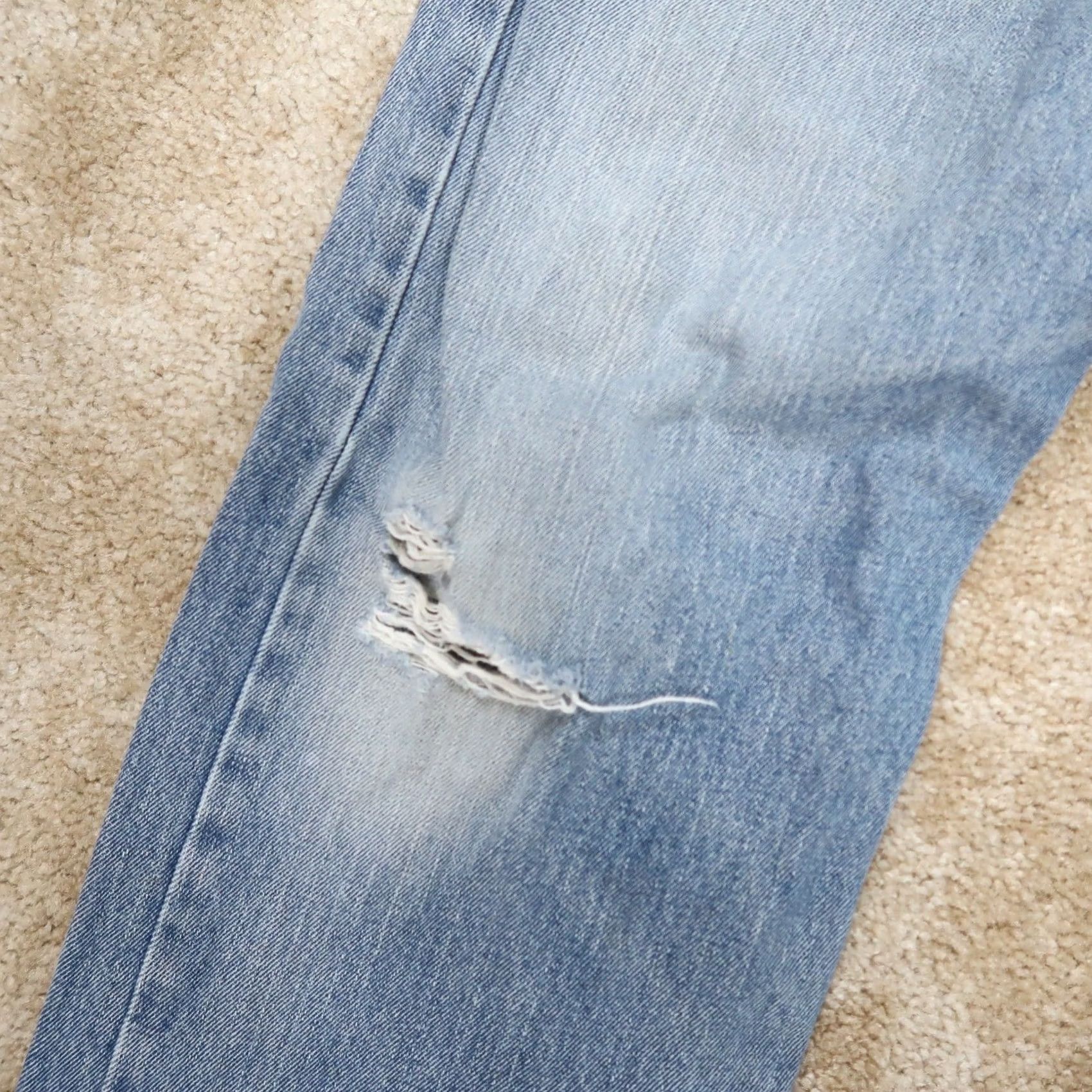 Levi's Levi's 505 Regular Fit Jeans Men's 36x32 Blue Denim Distressed Vintage USA 90s Straight Pants Mens Size US 36 / EU 52 - 2 Thumbnail