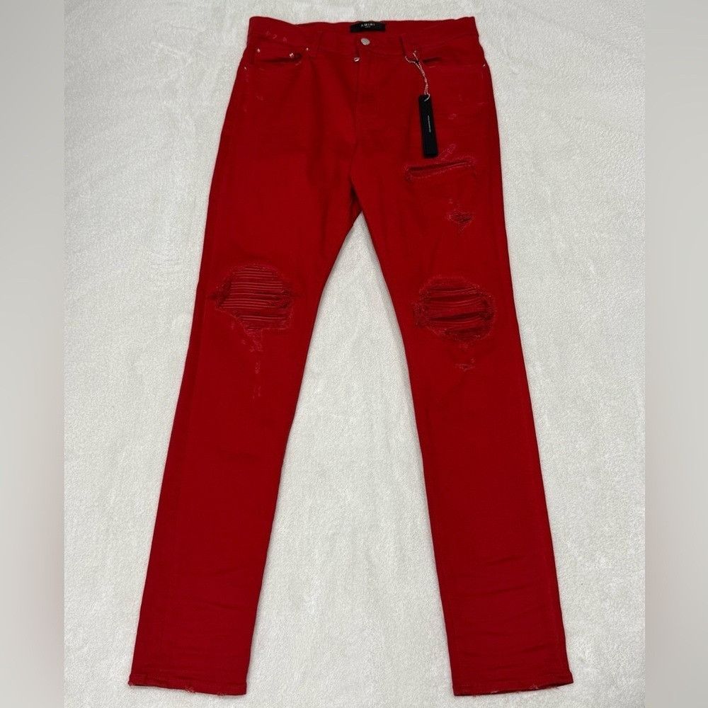 Amiri MX1 Patch Jeans Red Men's Size 33