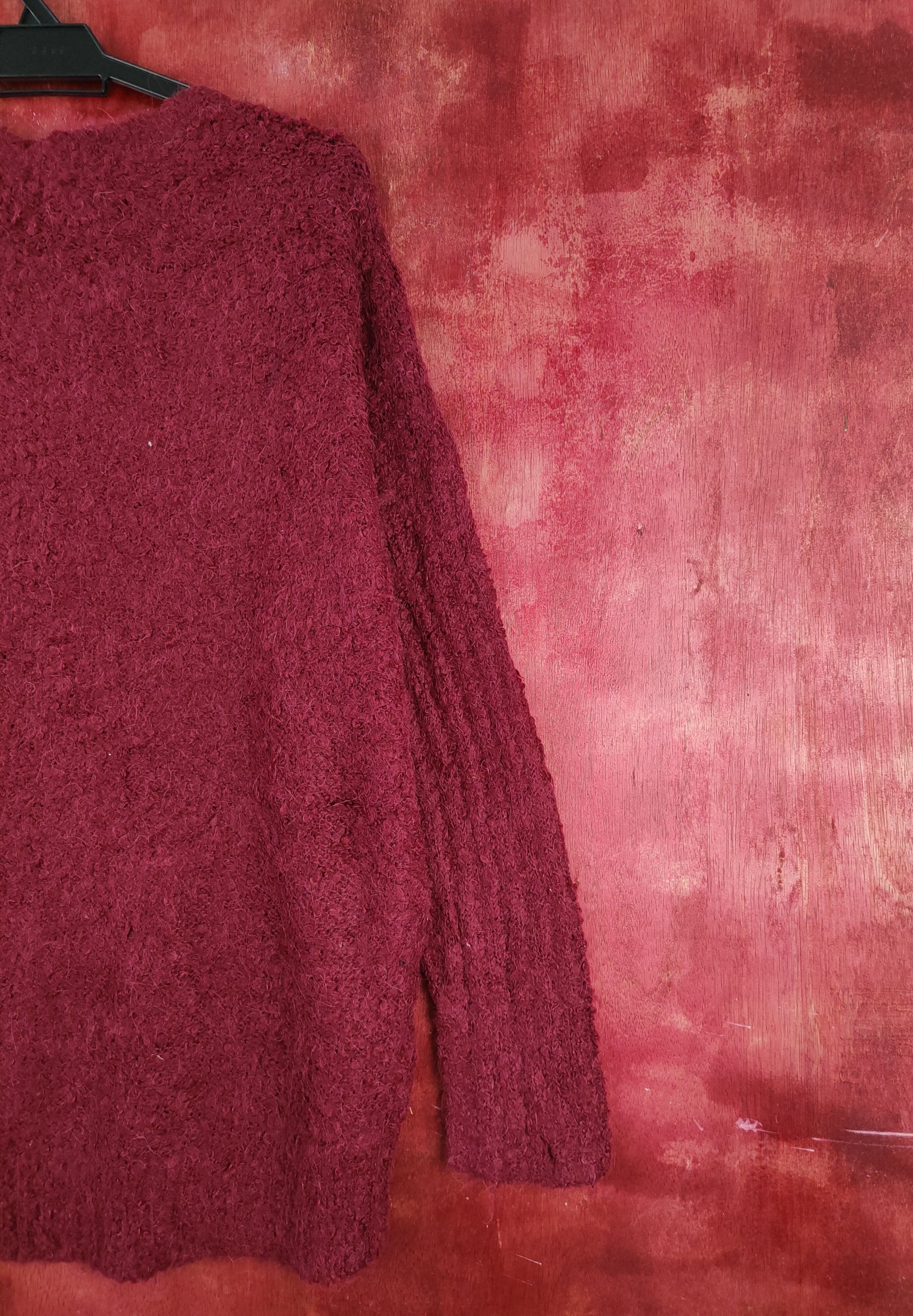 Aran Isles Knitwear Lowrys Farm Maroon Fur Mohair Knitwear #S2022 Size L / US 10 / IT 46 - 9 Thumbnail