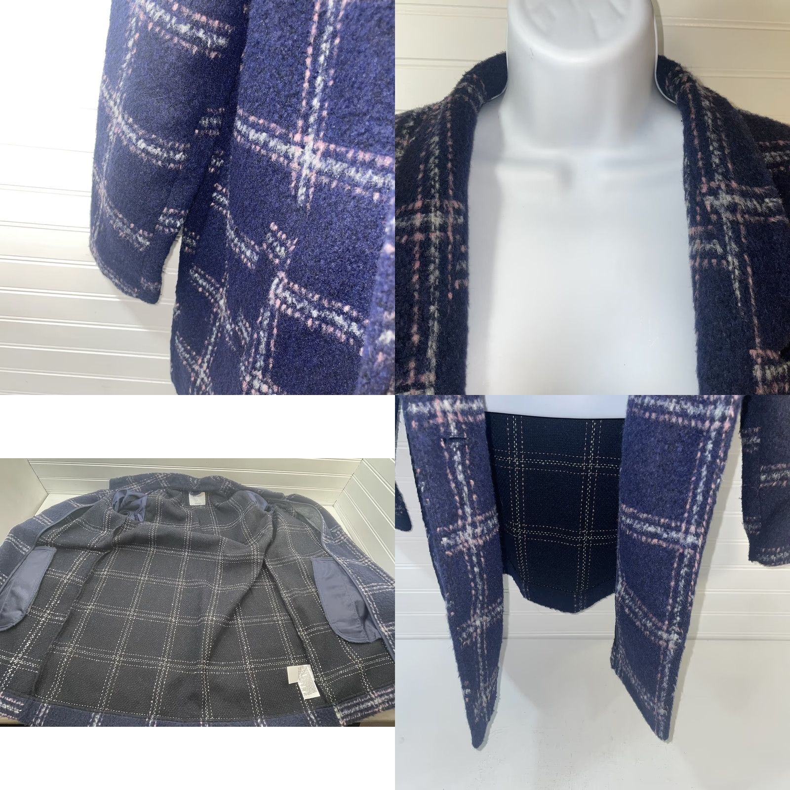 Old Navy Old Navy Coatigan Women Small Navy Plaid Wool Blend Button Pocketed Mid-Length Knit Coatigan, Regular Fit, Outdoor, Winter Fall Spring Size S / US 4 / IT 40 - 8 Thumbnail