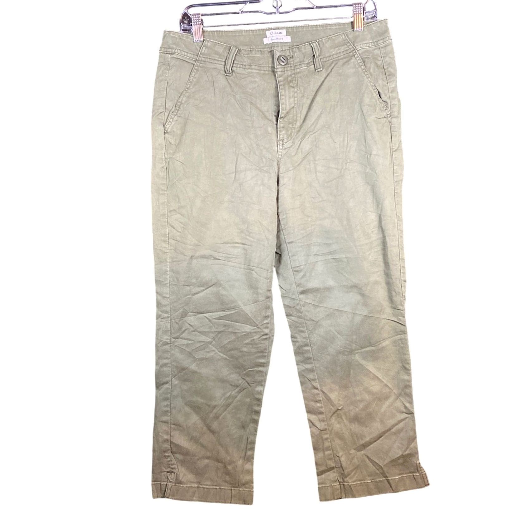 Vintage LL Bean Womens Pants Green Chinos Favorite Fit Capri Cropped Mid Rise Stretch 10 Size 24" / US 00 / IT 34 - 2 Thumbnail