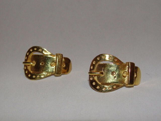 Designer 14kt Gold Vermeil Sterling Silver Buckle Earrings Unisex Size ONE SIZE - 1 Thumbnail