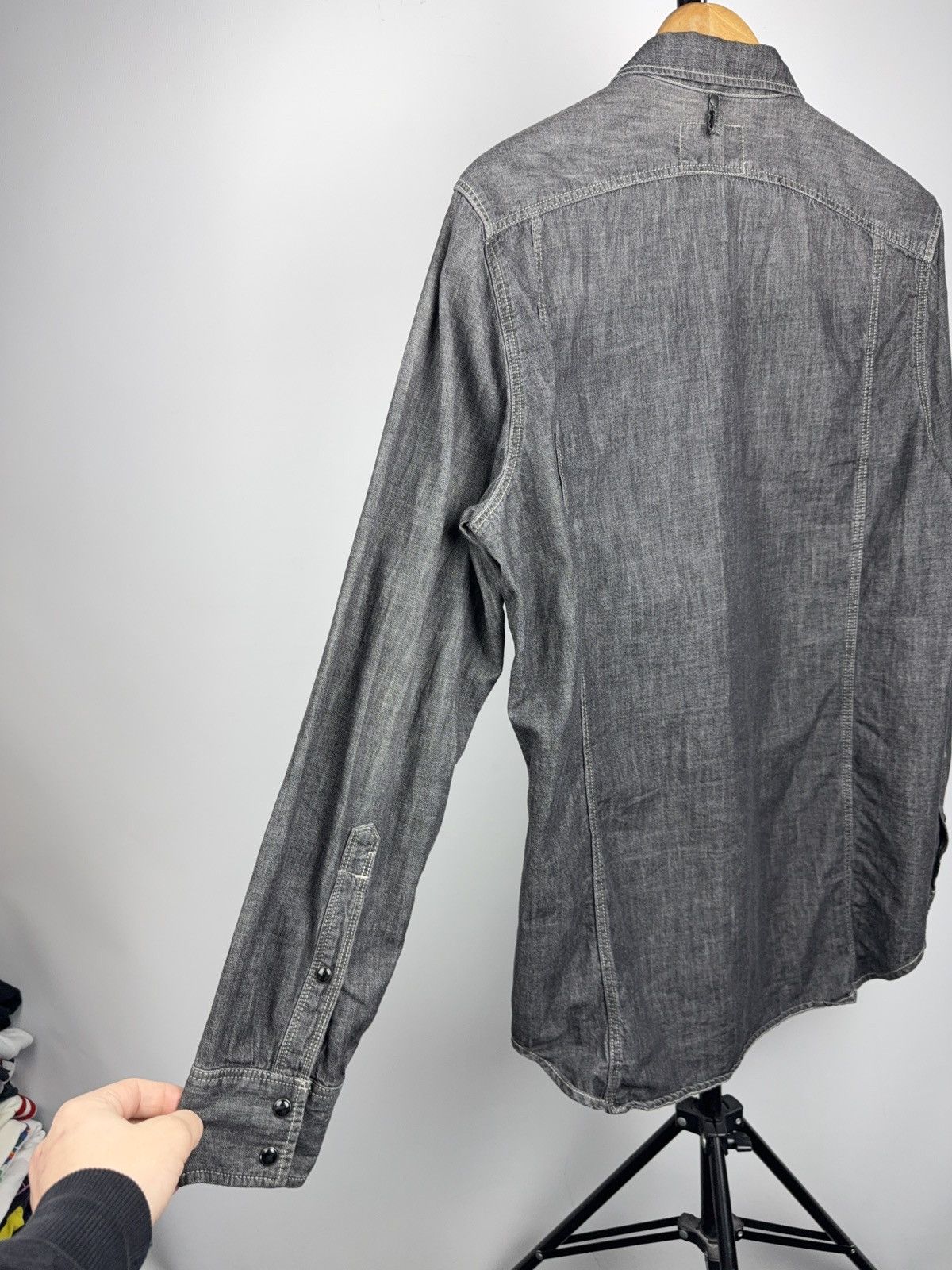 G-Star 00s Y2K G-Star RAW Denim Western Shirt Snap Button Grey Size US L / EU 52-54 / 3 - 13 Thumbnail