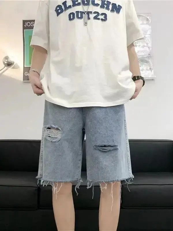 Japanese Brand High street loose ripped denim shorts Size US 32 / EU 48 - 1 Thumbnail