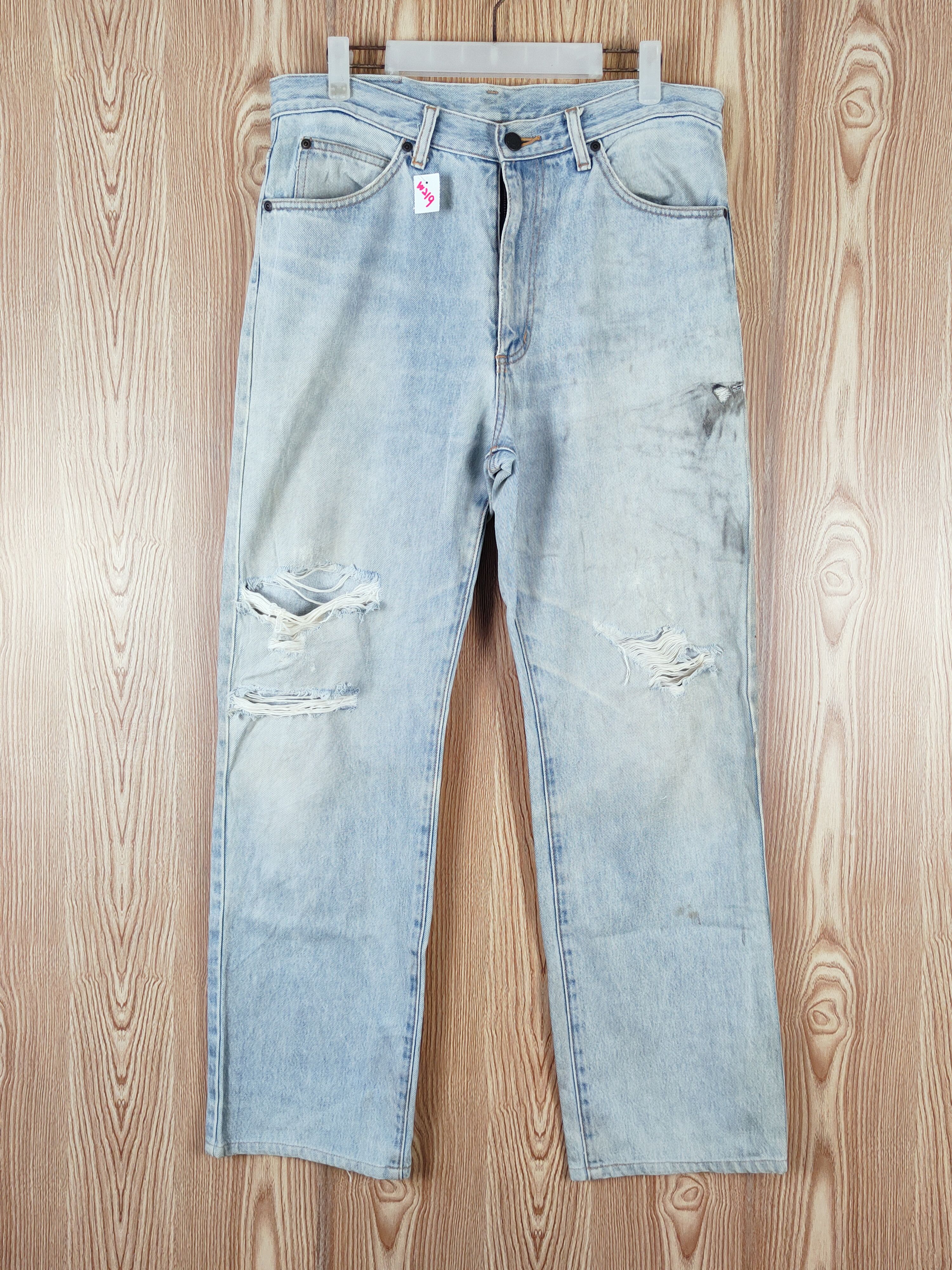 Japanese Brand Maverick Light Blue Distressed Ripped Jeans #W219 Size US 34 / EU 50 - 1 Thumbnail