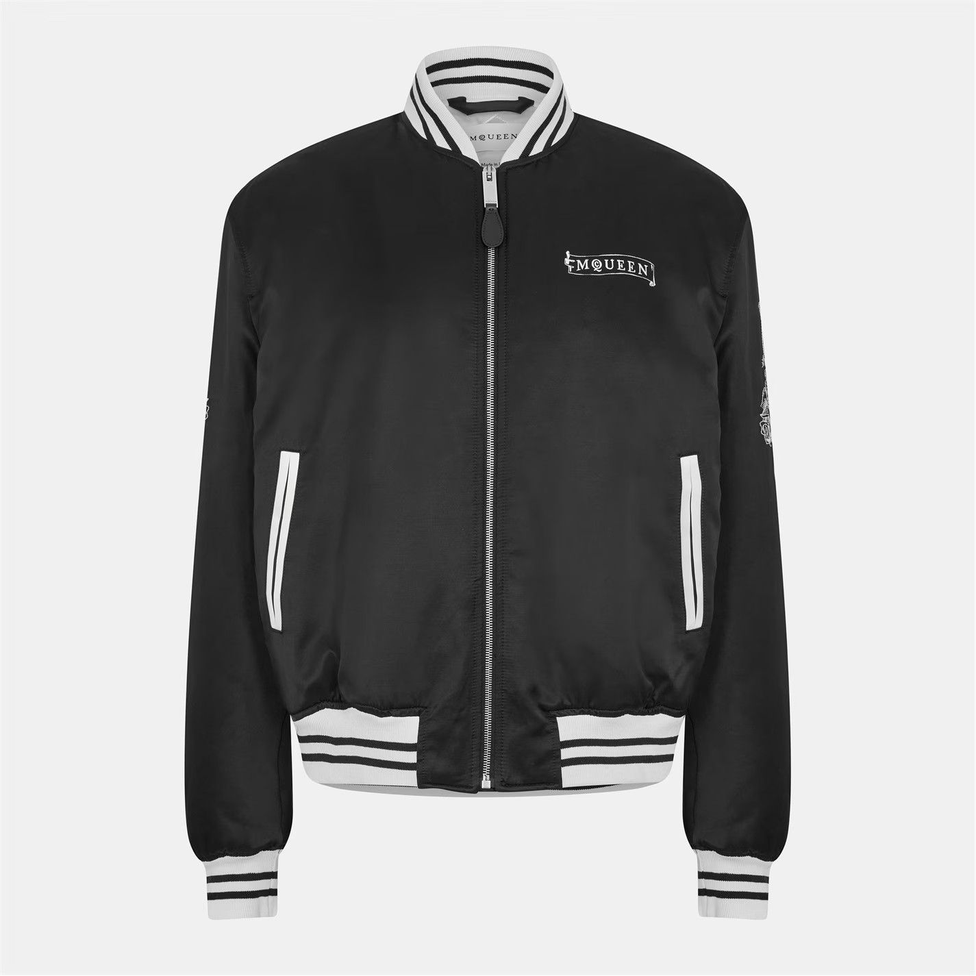 Alexander McQueen o1g2r1mq0326 Tailored Bomber Jacket in Black/White Size US L / EU 52-54 / 3 - 1 Thumbnail