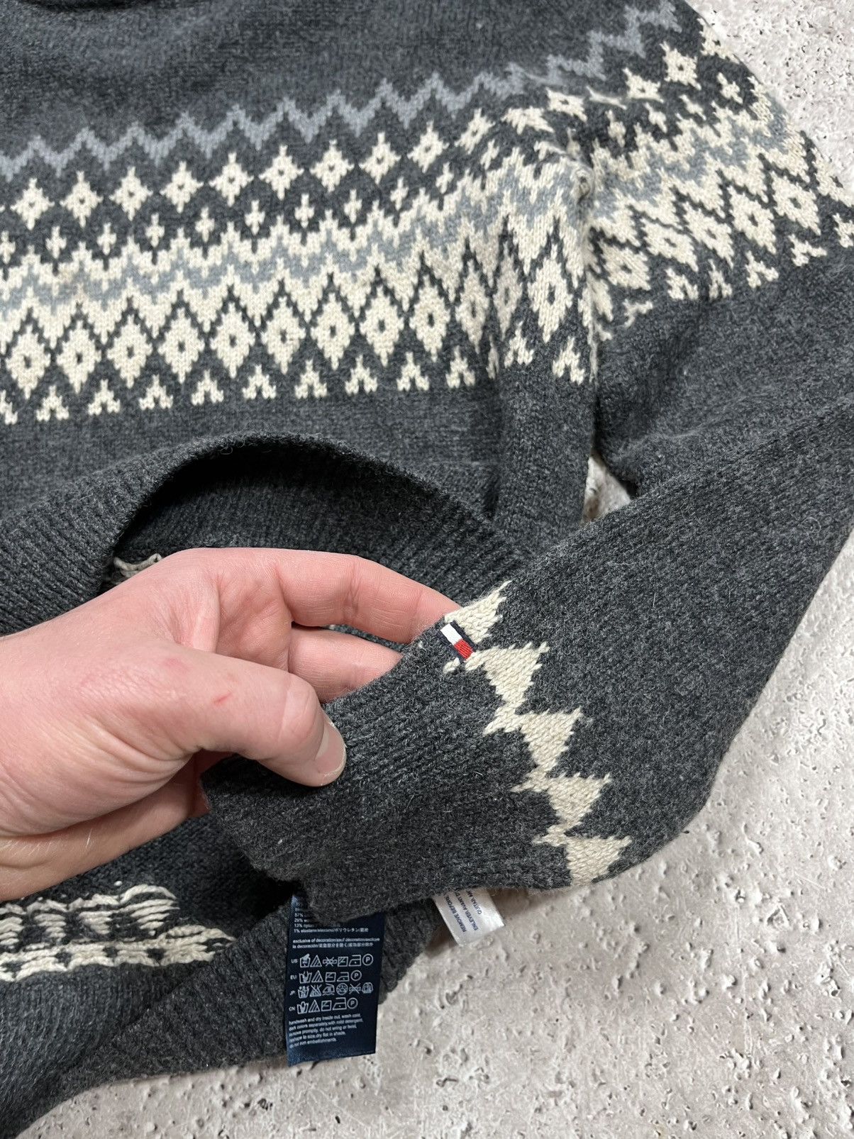 Tommy Hilfiger Tommy Hilfiger Nordic Wool Blend Sweater Grey Fair Isle Size US S / EU 44-46 / 1 - 9 Thumbnail