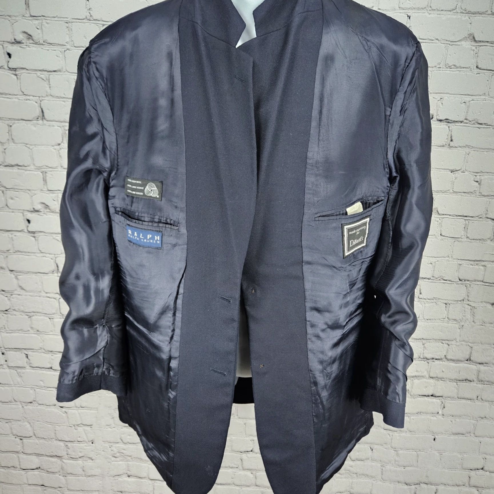 Ralph Lauren VTG Ralph Lauren Navy Wool 2 Button Notch Blazer Sport Coat 42R Men Size 42R - 7 Thumbnail