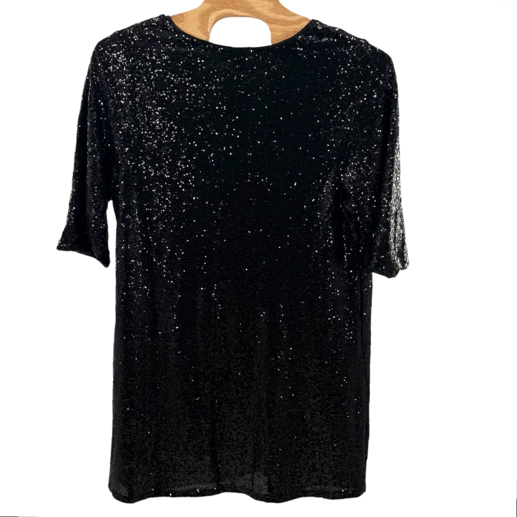 Torrid VINTAGE Sequin Shift Dress Sparkly Sequins New Years Party Cocktail Plus 4 4X 26 Torrid Black Women Short Sleeve V-Neck Night Party Dress - Size S / US 4 / IT 40 - 3 Thumbnail