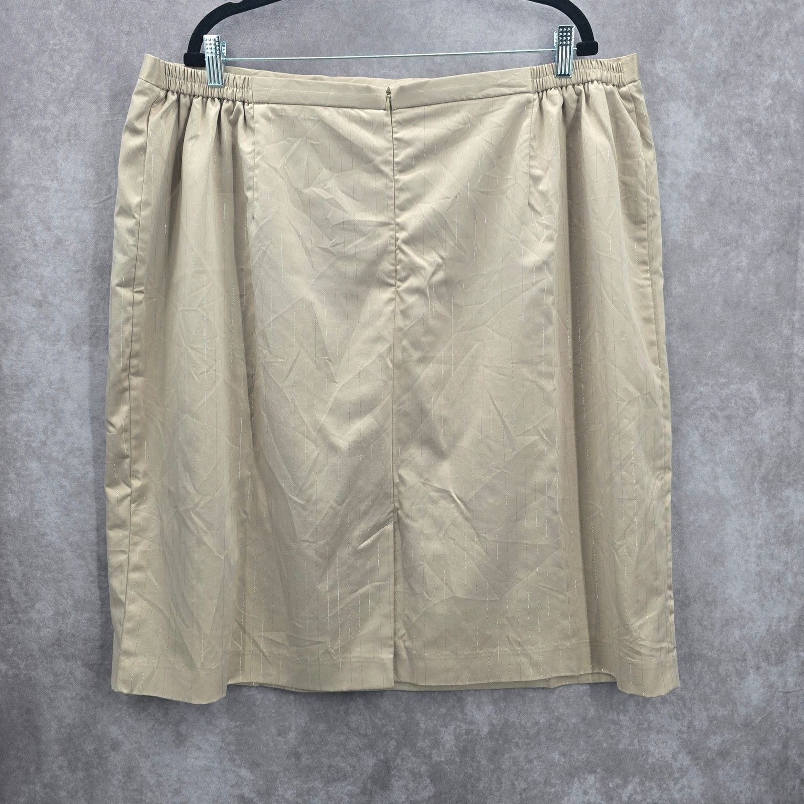Other Tan Silver Stripe Pencil Zip Slit Stretch Skirt Plus 24W Size 24" / US 00 / IT 34 - 2 Thumbnail