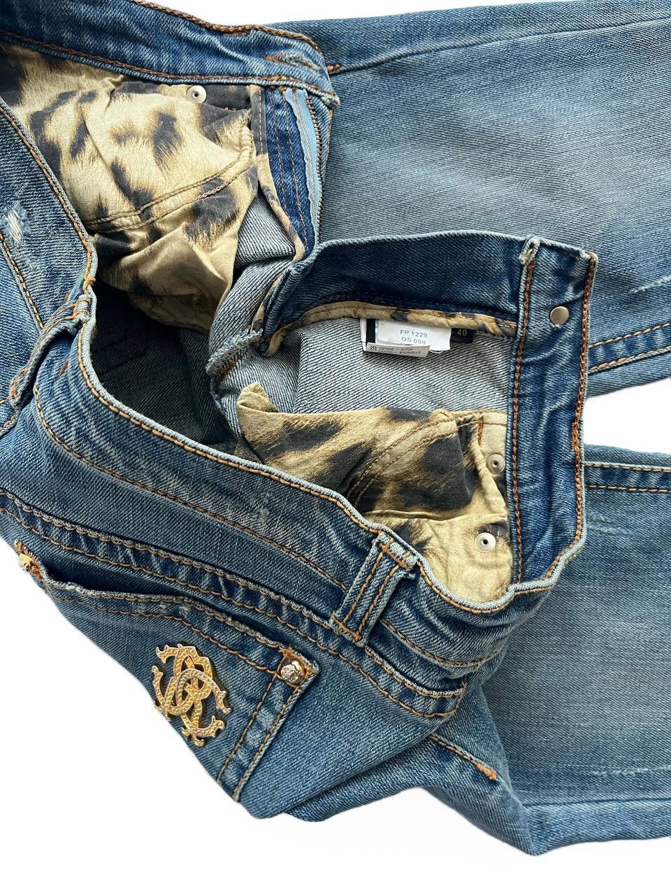 Roberto Cavalli SS05 Roberto Cavalli Mudwash Long Skinny Flared Jeans Size 29" - 7 Thumbnail
