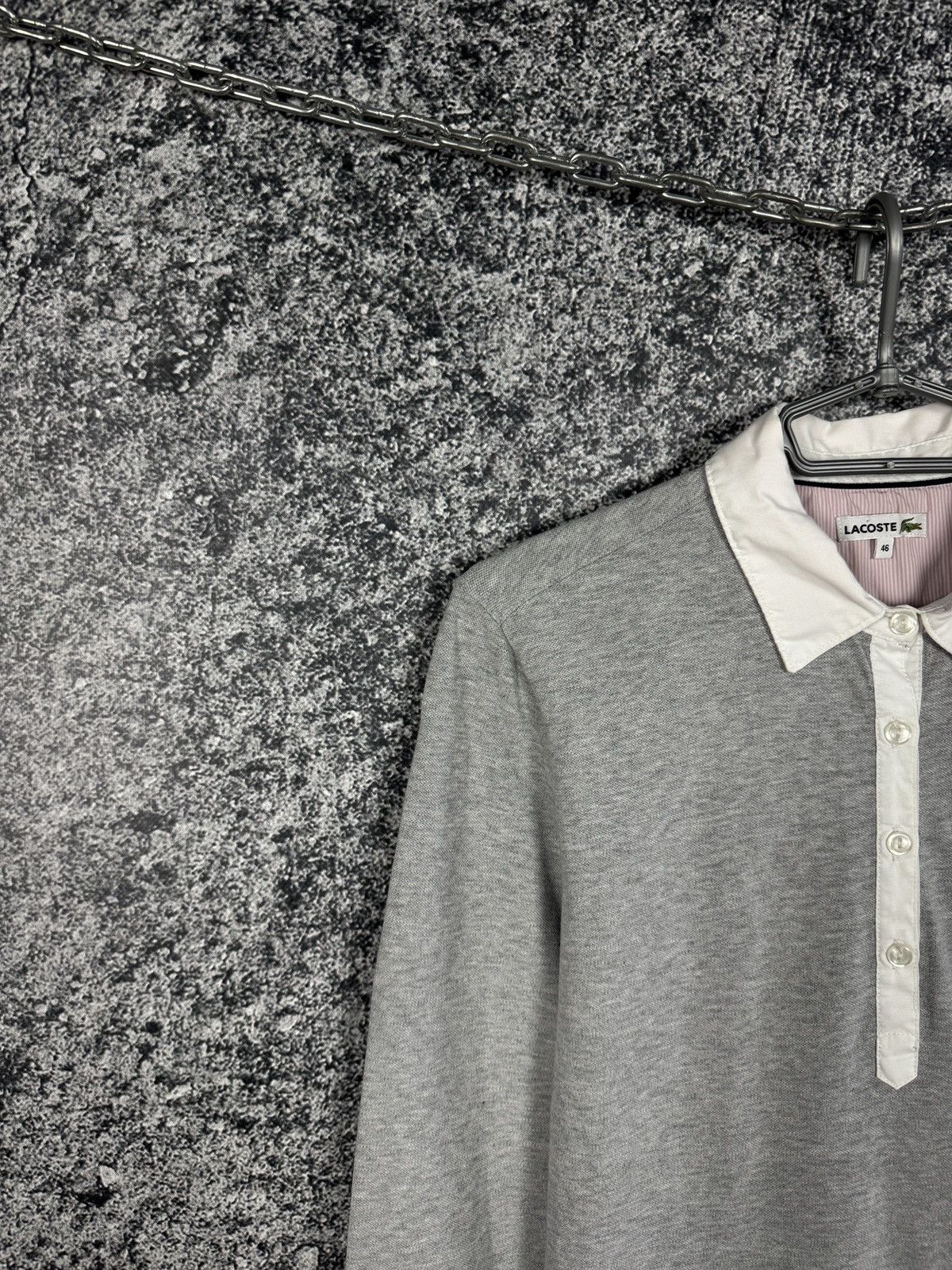 Lacoste Women’s Lacoste Long Sleeve Polo Shirt Gray Top Size 46 Size L / US 10 / IT 46 - 3 Thumbnail
