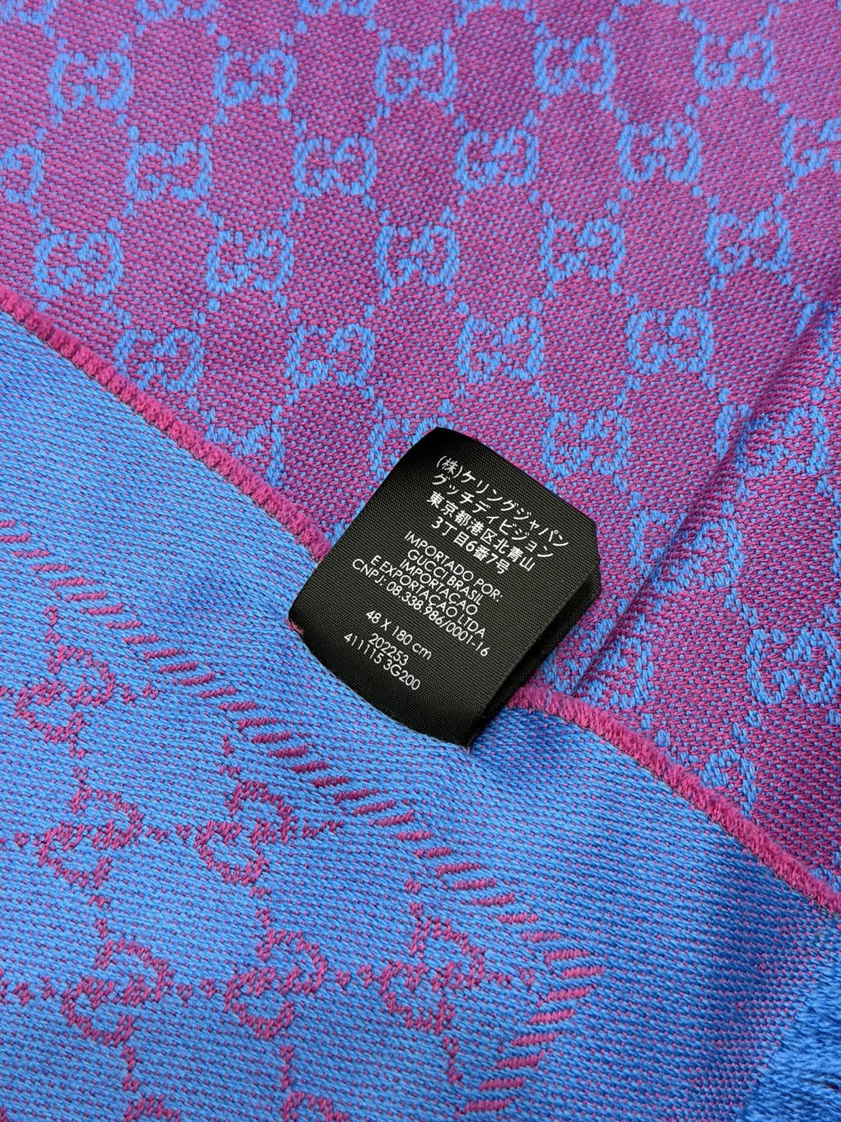 Gucci GUCCI GG Monogram Wool Scarf Purple Blue Demna Nettspend Size ONE SIZE - 11 Thumbnail