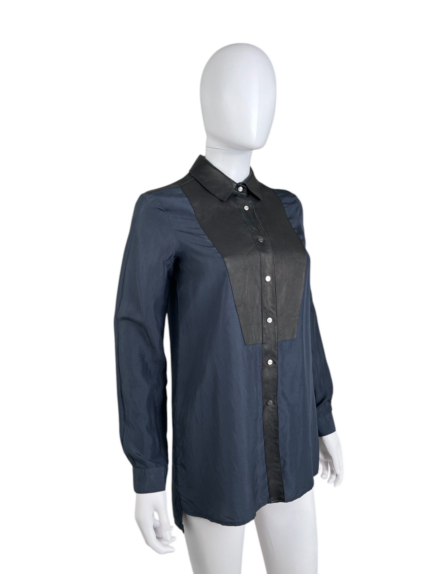Dirk Bikkembergs Leather Patched Blue&Black Shirt Size S / US 4 / IT 40 - 2 Thumbnail