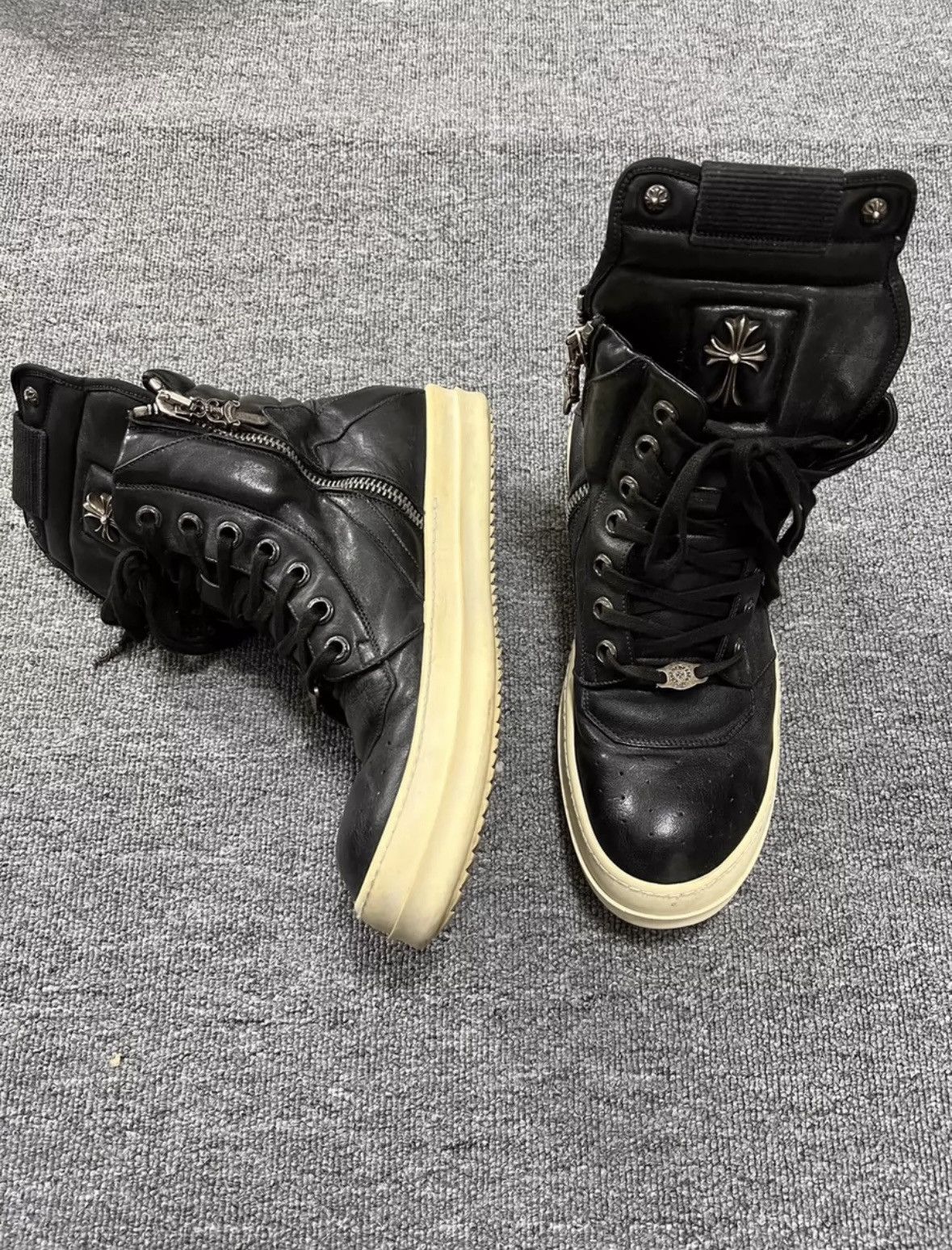 Chrome Hearts × Rick Owens Rickowens chrome hearts boots | Grailed