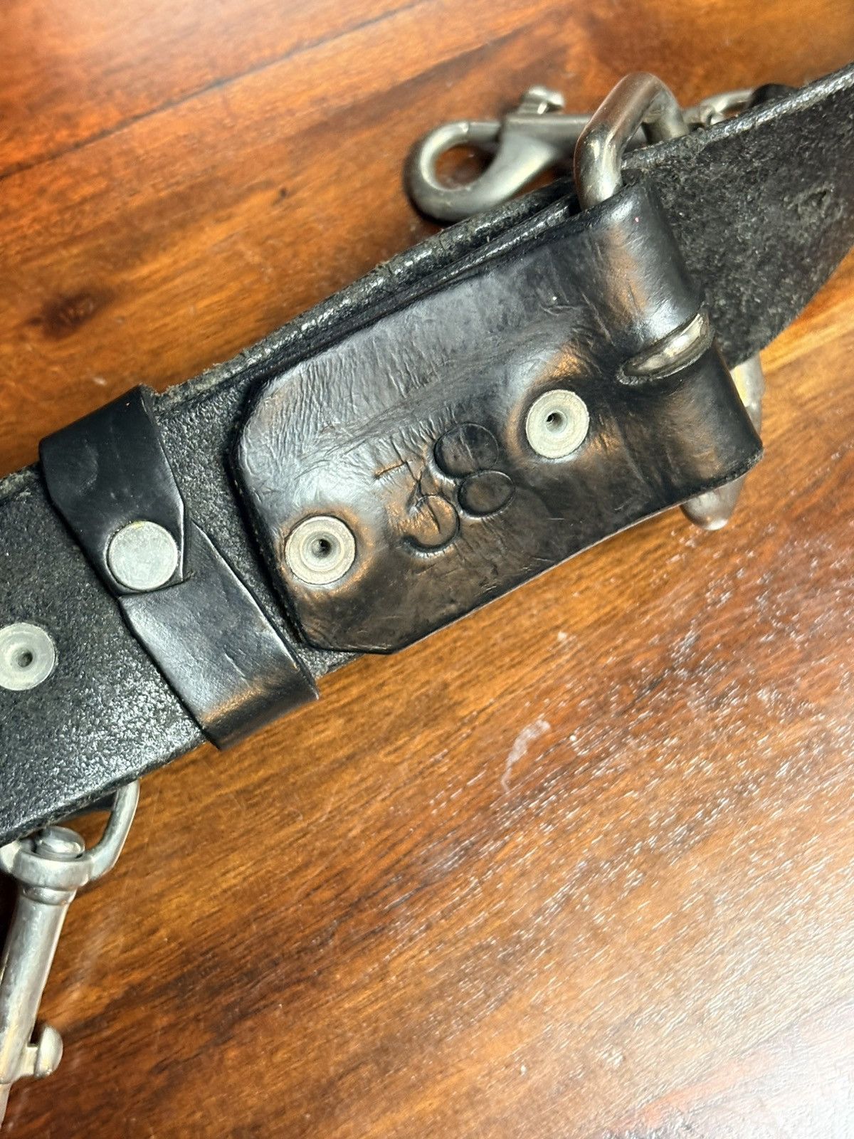Vintage Black Leather Belt Heavy Duty Punk Size 38 - 2 Thumbnail