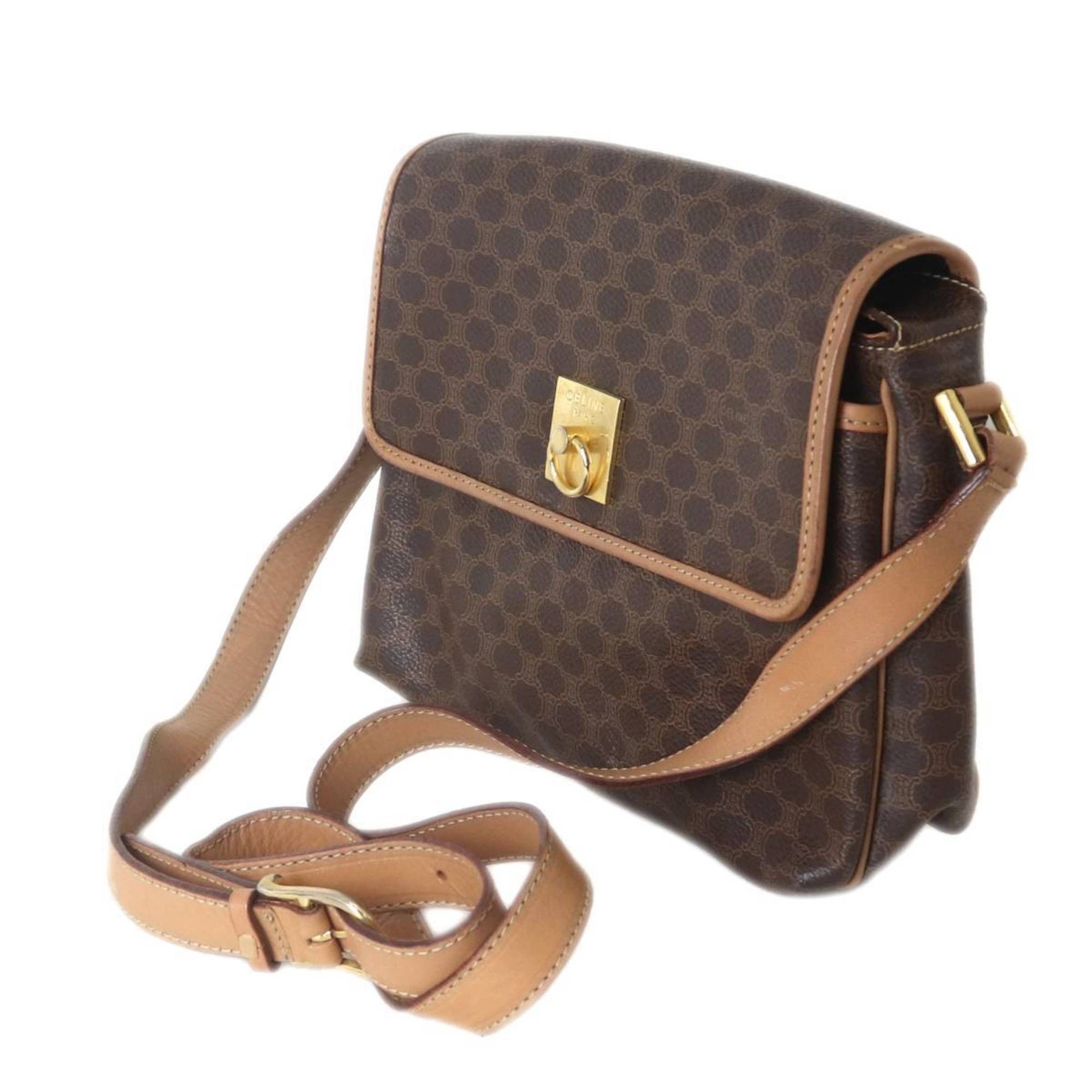 Celine Celine Shoulder Bag Macadam Brown M14 PVC and Leather Size ONE SIZE - 1 Thumbnail
