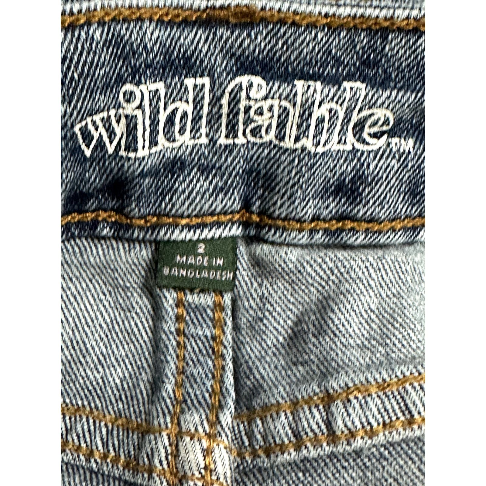 Other Wild Fable Mini Skirt Frayed Hem Zip Fly Button Denim Blue 2 Size 26" / US 2 / IT 38 - 7 Thumbnail