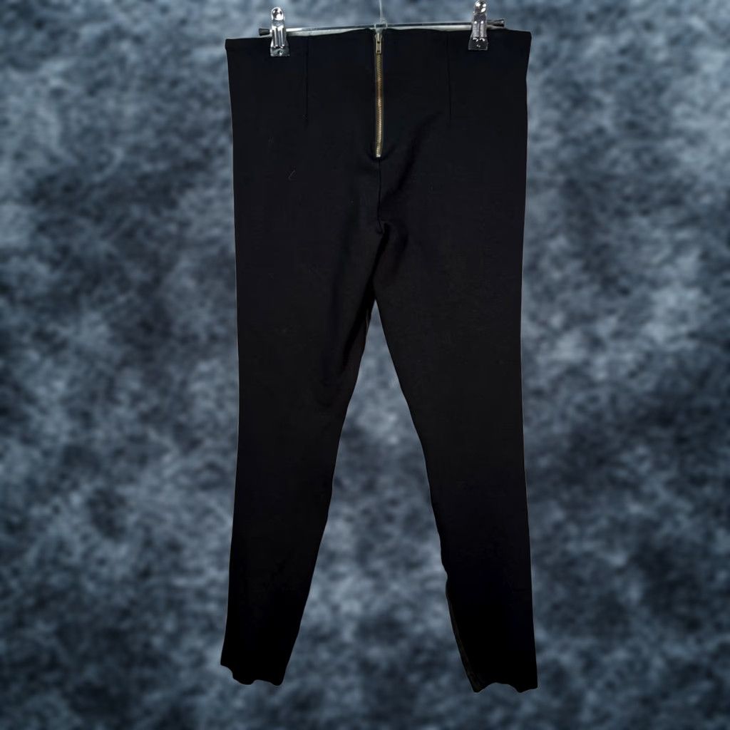 J.Crew J.CREW Womens Size 4 Black Faux Leather Front Panel Stretch Pants Size 27" / US 4 / IT 40 - 1 Thumbnail