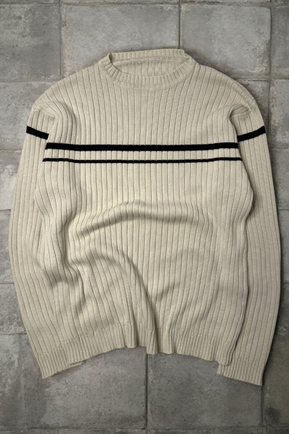 Vintage Vintage beige ribbed knit sweater swag if6was9 l.g.b skater Size US M / EU 48-50 / 2 - 1 Thumbnail