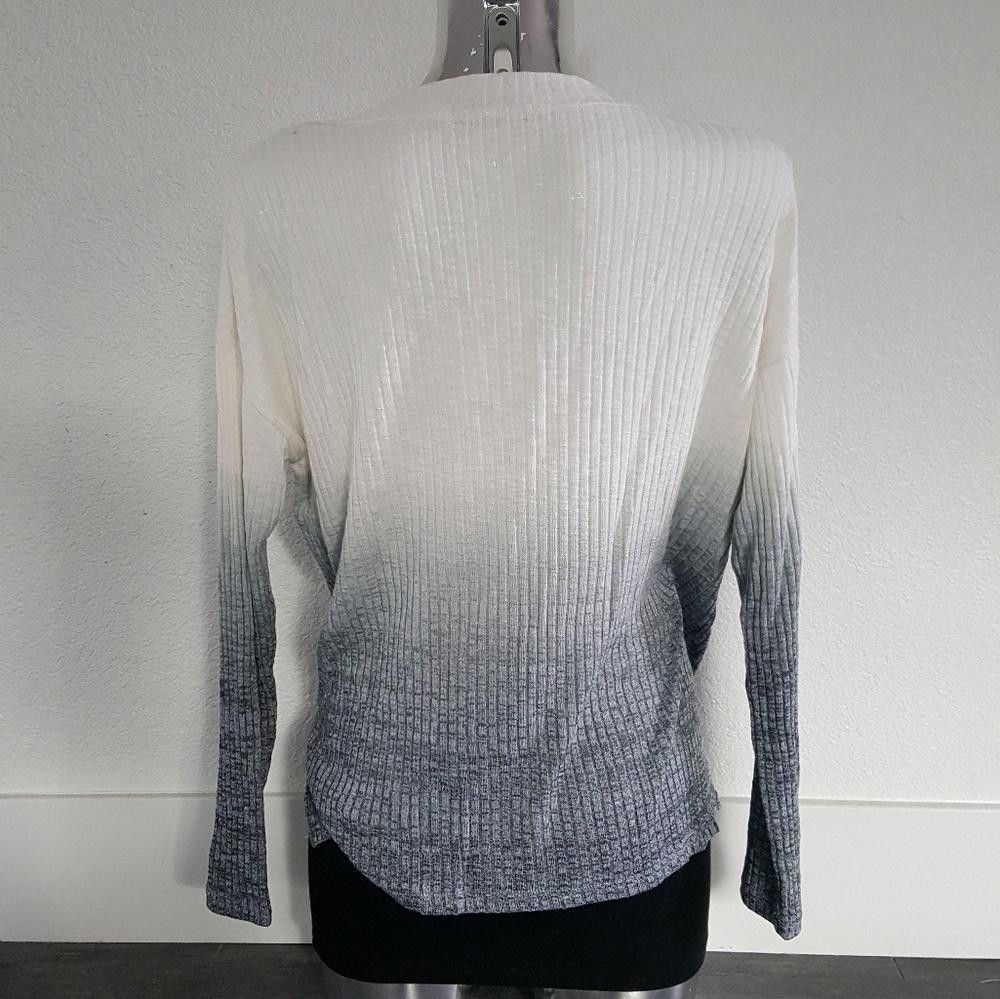 Designer White Ombre Ribbed Long Sleeve Size M / US 6-8 / IT 42-44 - 2 Thumbnail