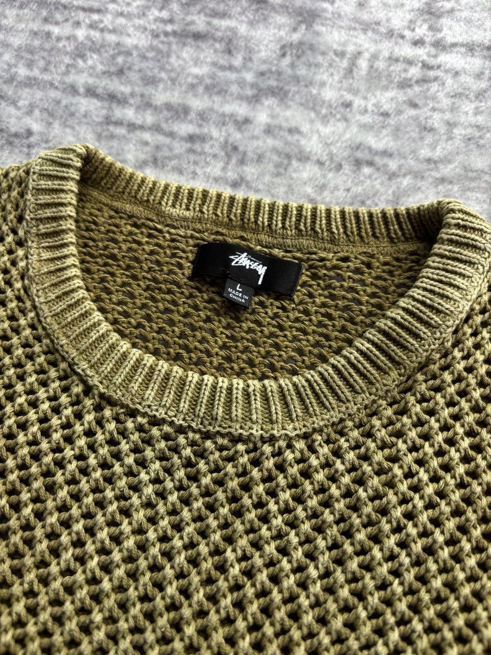 Stussy Stussy O'dyed Mesh Crew (Khaki) Size US L / EU 52-54 / 3 - 2 Thumbnail
