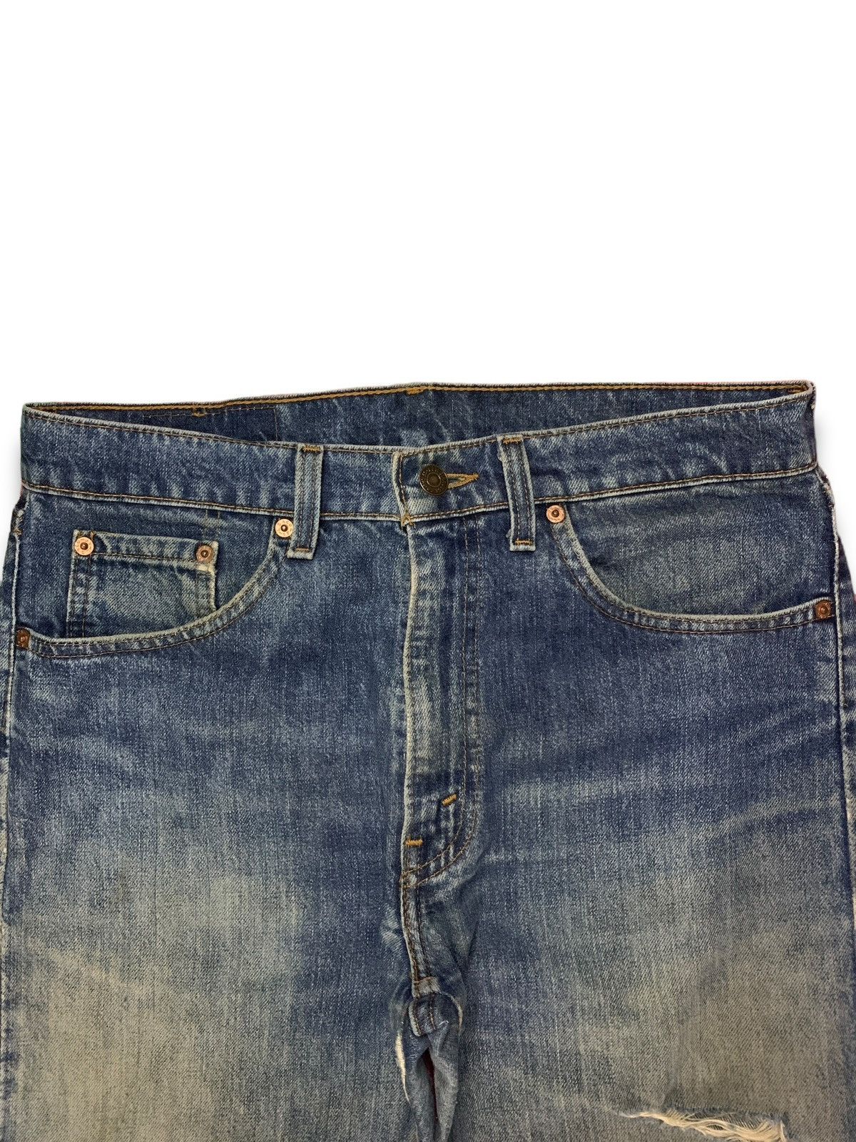 Vintage 90s Levis 519 Blue Wash Distressed Baggy Jeans 32x29